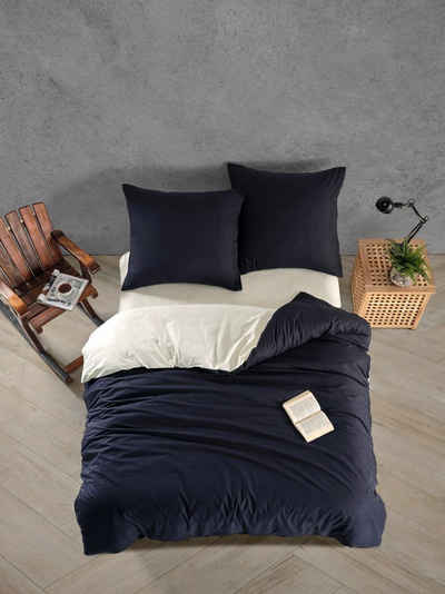 Bettwäsche mit Kissenbezug aus 100% Baumwolle, Universum Home & Living, weiche Bettbezüge in dezenten Unitönen zweifarbig, mit Reißverschluss