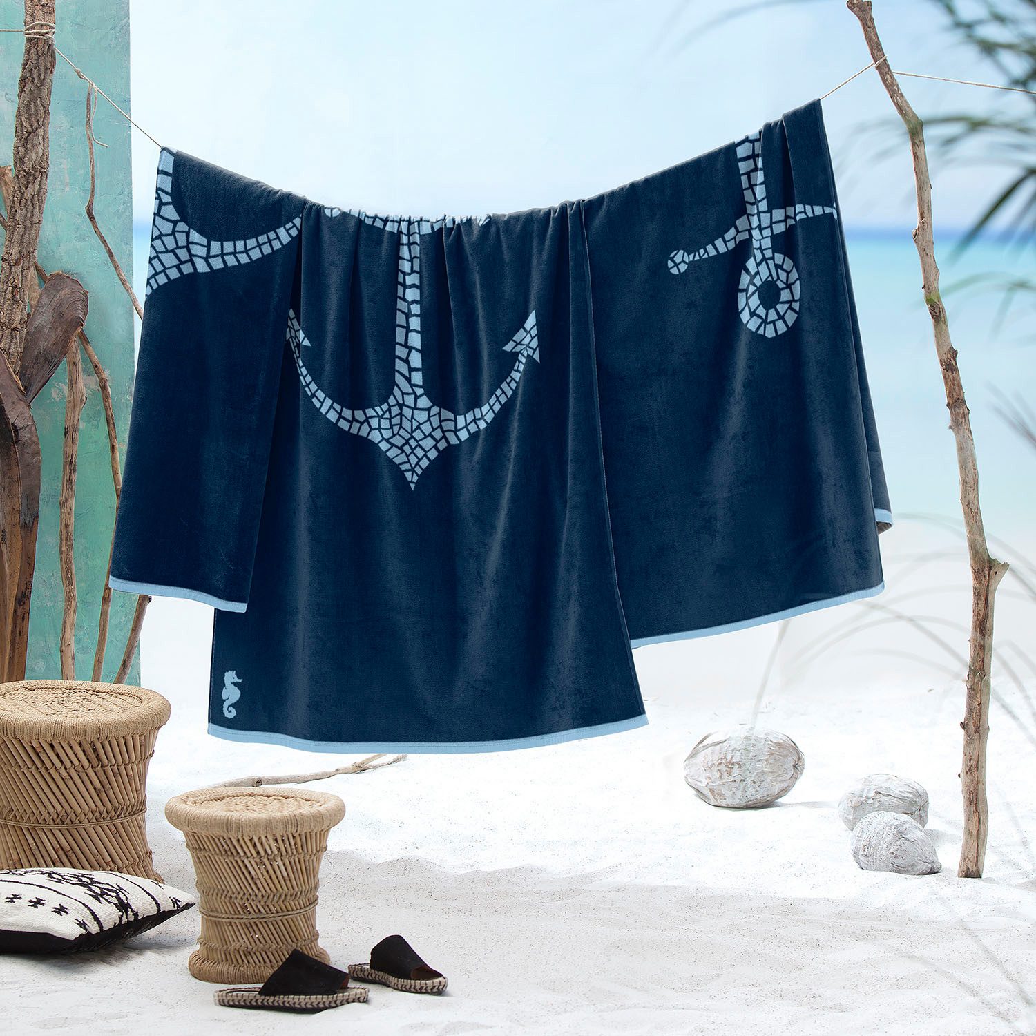 Seahorse Strandtuch »Captain«, (1 St., Strandtuch 100 x 180 cm), 100x180, f günstig online kaufen