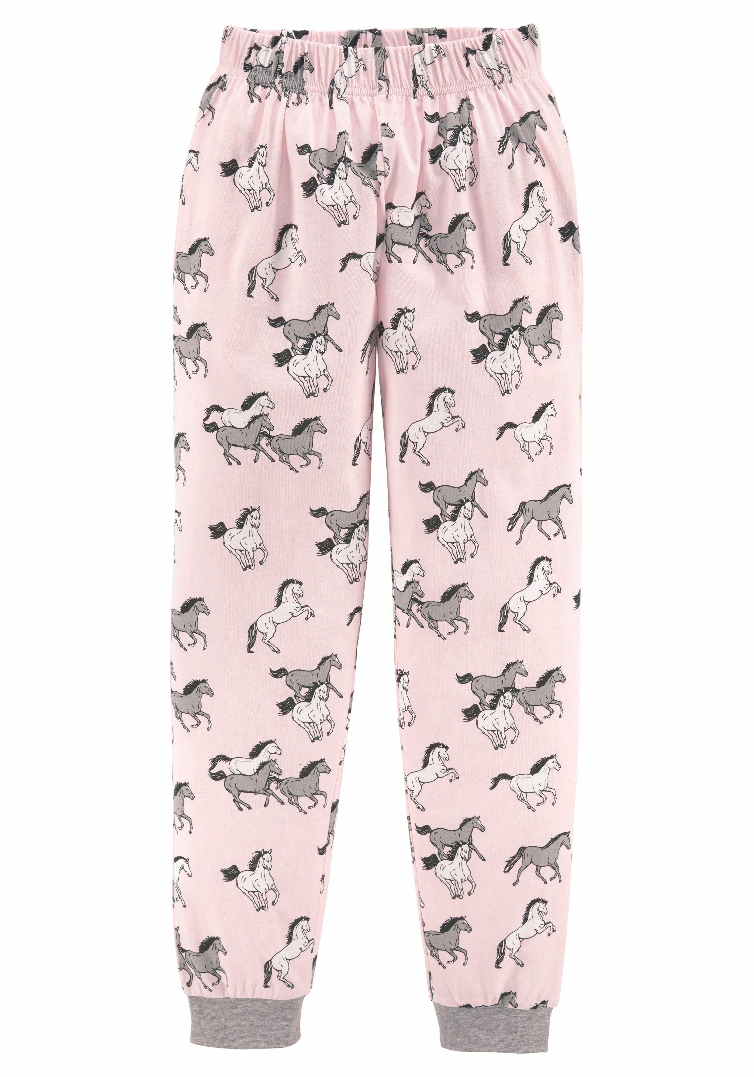 petite fleur Pyjama (2 tlg., 1 Stück) Schlafanzug in langer Form mit Pferde Print