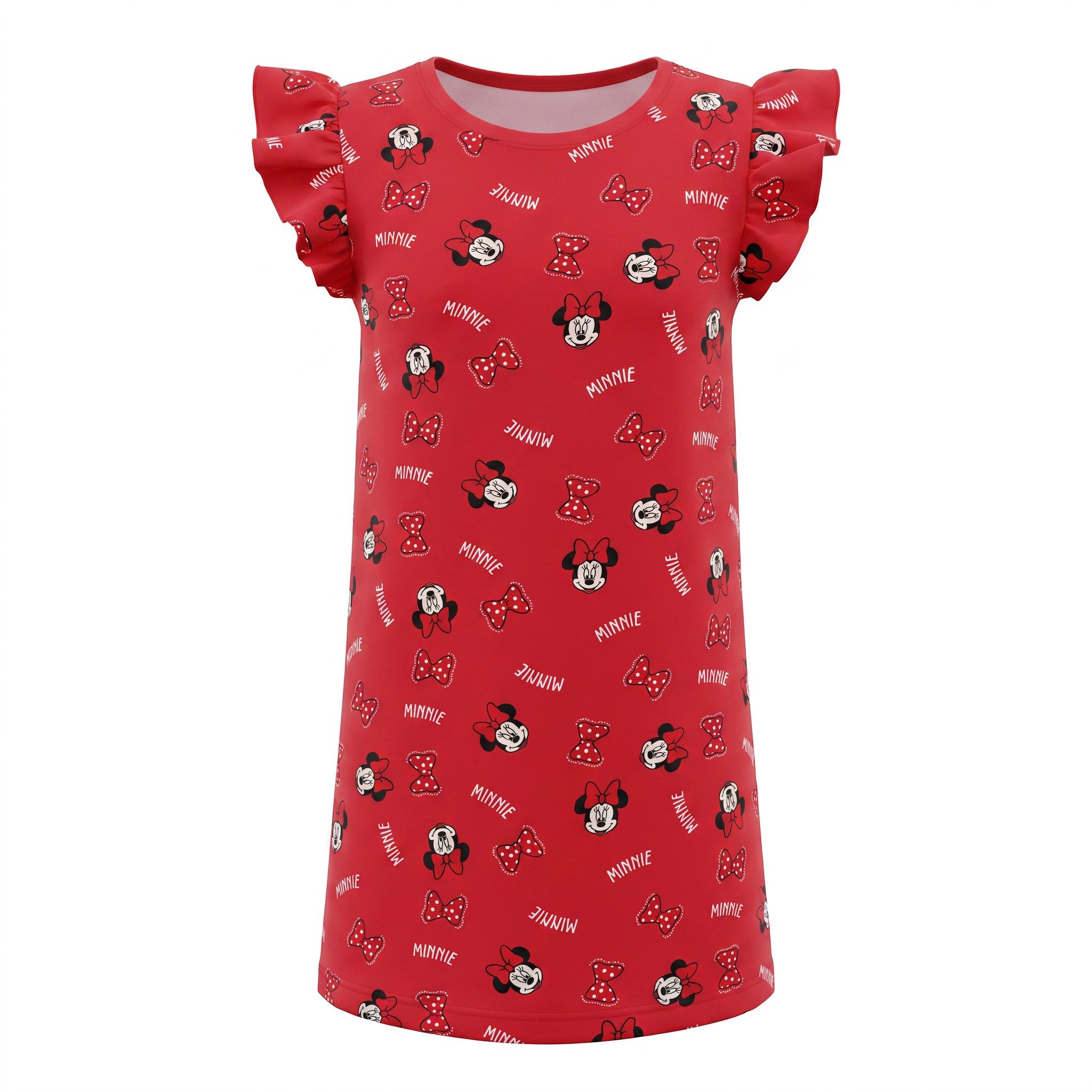 Disney Pyjama Disney Minnie Maus kurzarm Schlafshirt Nachthemd Schlafkleid 100% Baumwolle, Gr. 98 bis 128