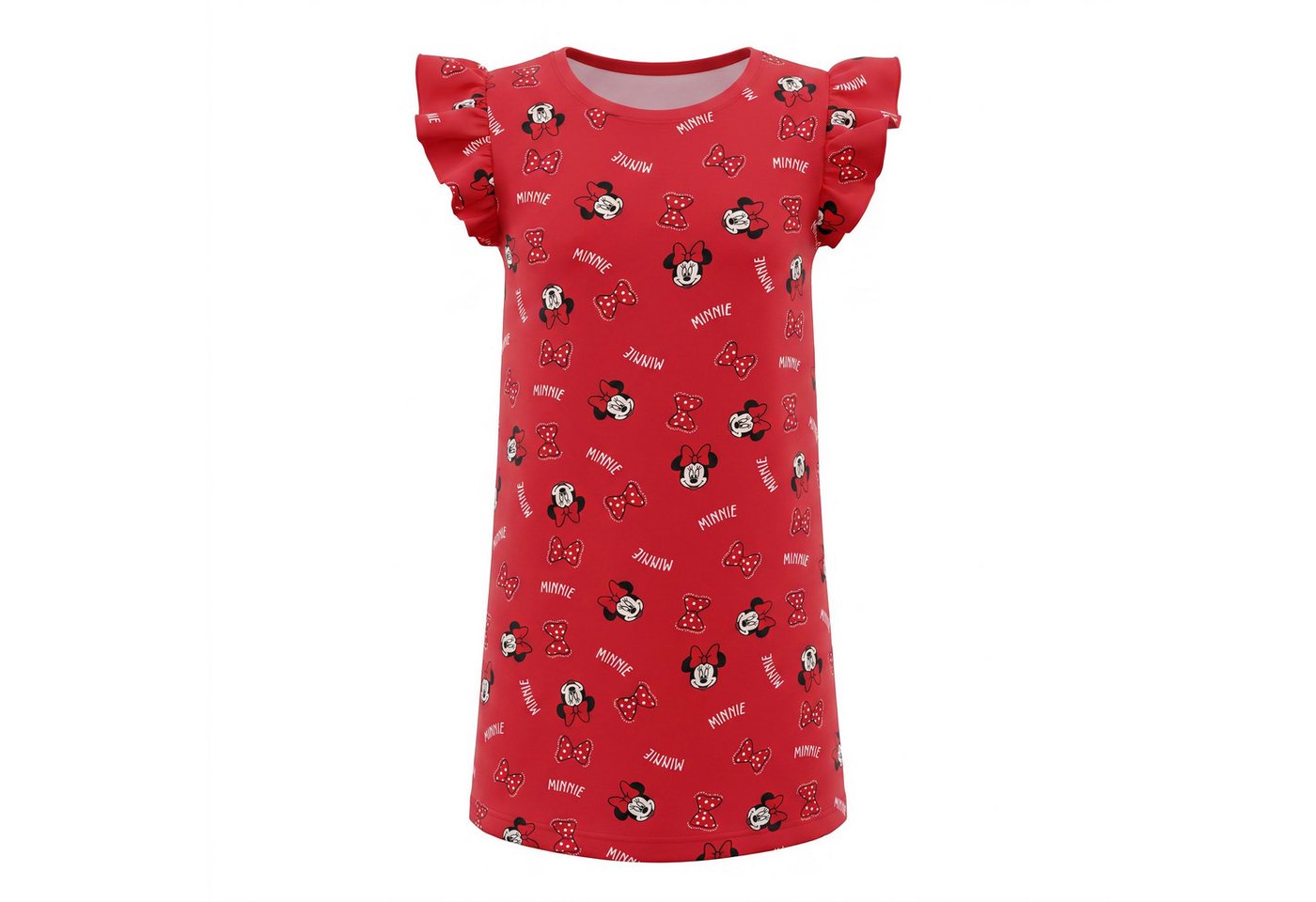 Disney Pyjama Disney Minnie Maus kurzarm Schlafshirt Nachthemd Schlafkleid 100% Baumwolle, Gr. 98 bis 128