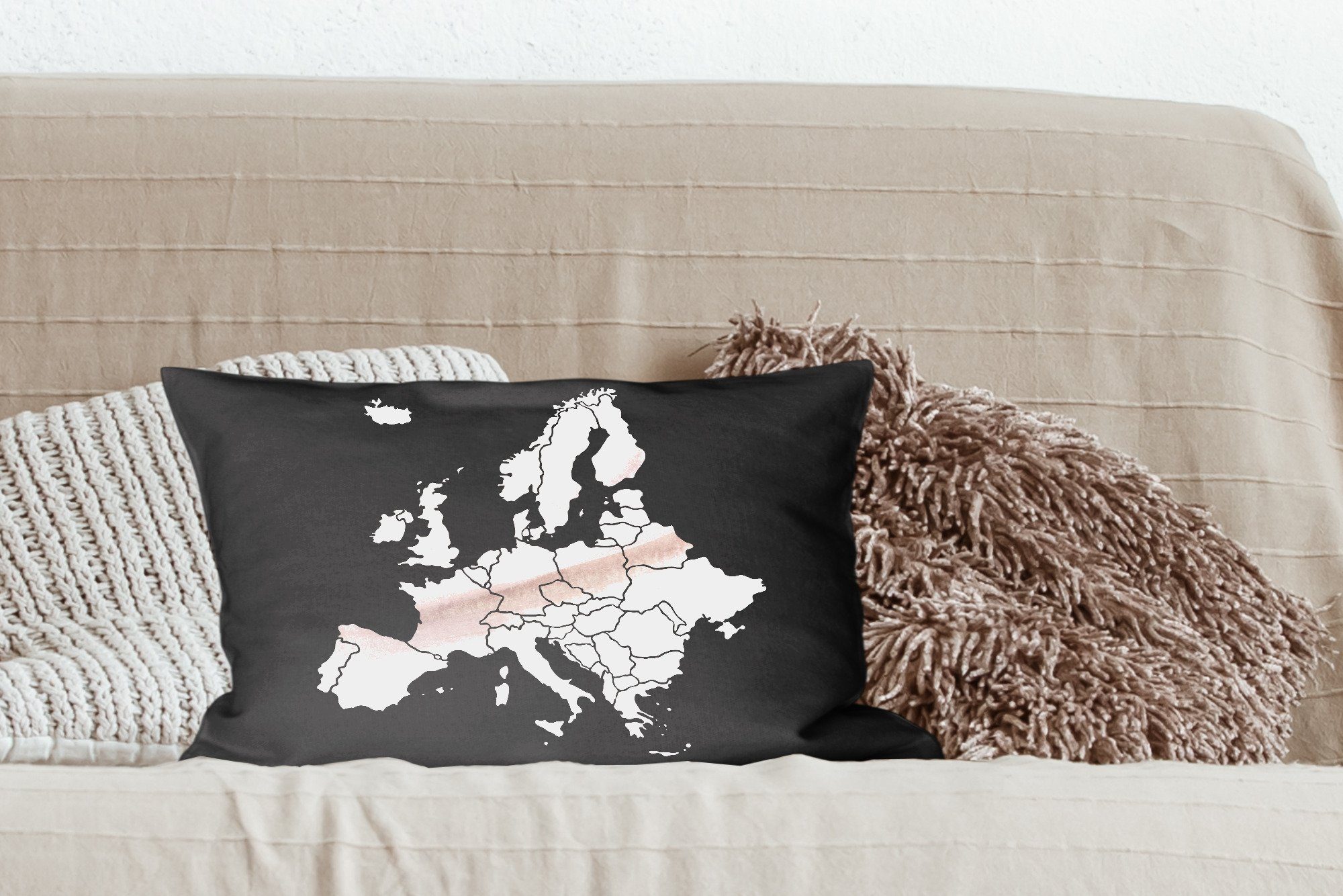 MuchoWow Schlafzimmer Zierkissen, Dekokissen Dekoration, mit Europa - Wohzimmer Füllung, Dekokissen - Karte Weiß,