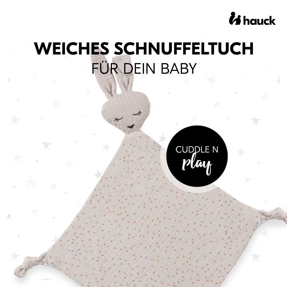 Hauck Schnuffeltuch N Animals Beige Cuddle Dots, Baby Kuscheltuch - Schmusetuch Play Rabbit