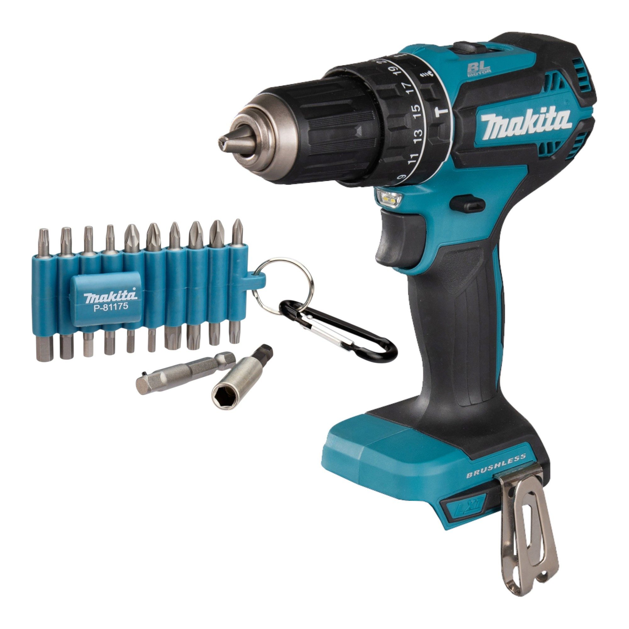 Makita Akku-Schlagbohrschrauber DHP 485 Z 18 V 50 Nm Brushless + 22 tlg. Bit Set