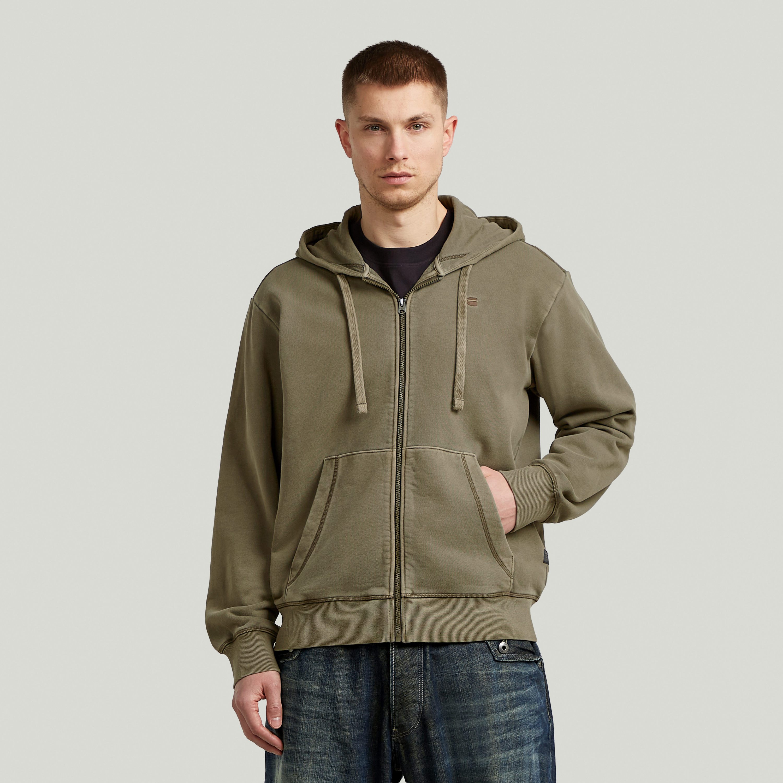 G-STAR Kapuzensweatjacke Modern washed full zip hdd sw ls in Baumwollqualität, Regular Fit