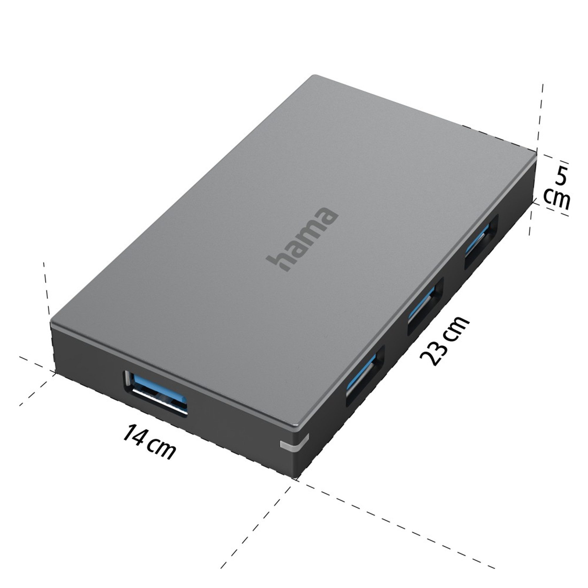 Hama 4 Ports, inkl. Kabel und Netzteil USB-Adapter, 80 cm