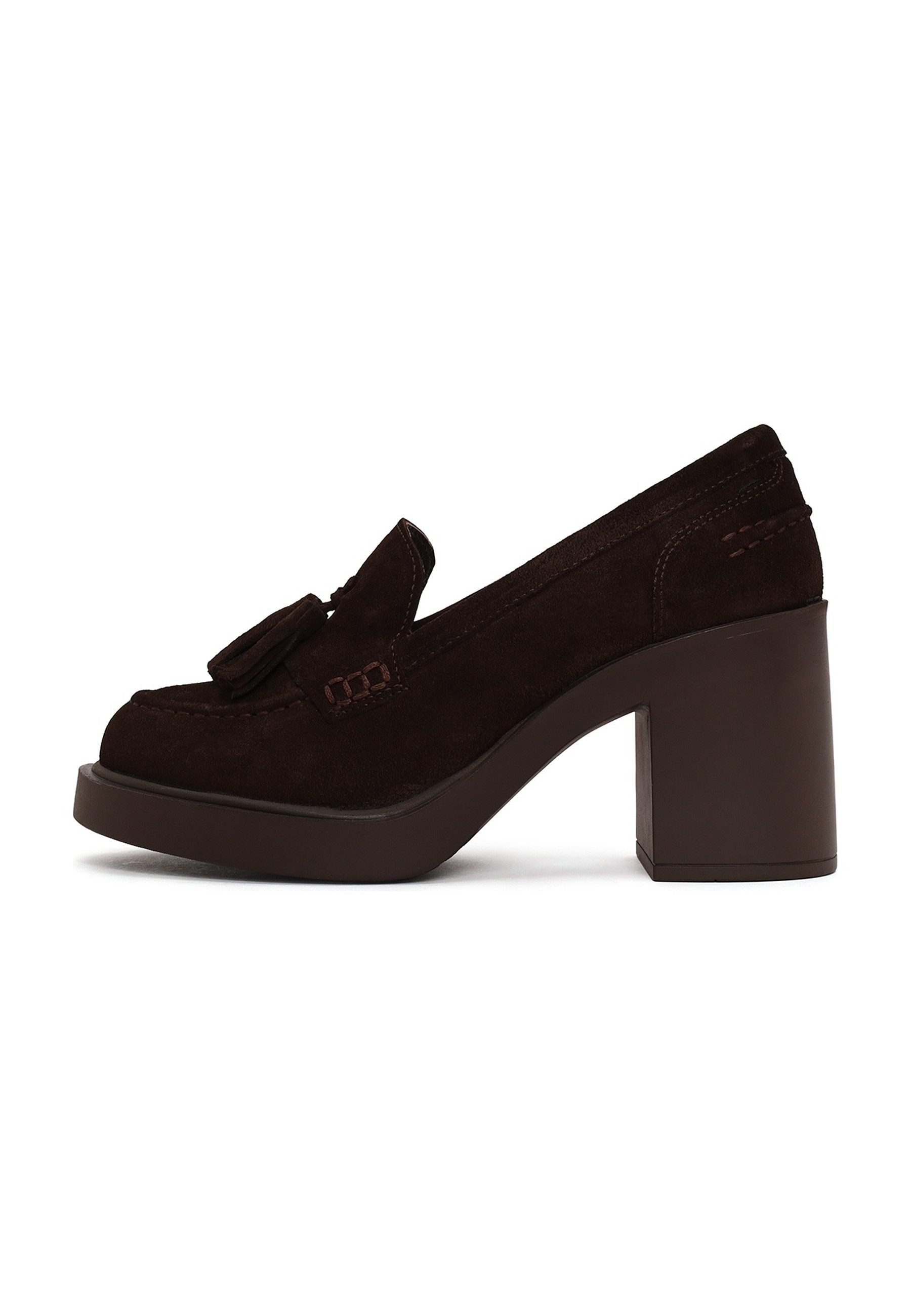 Derimod Leder Blockabsatz Plateau Quasten Loafer Loafer