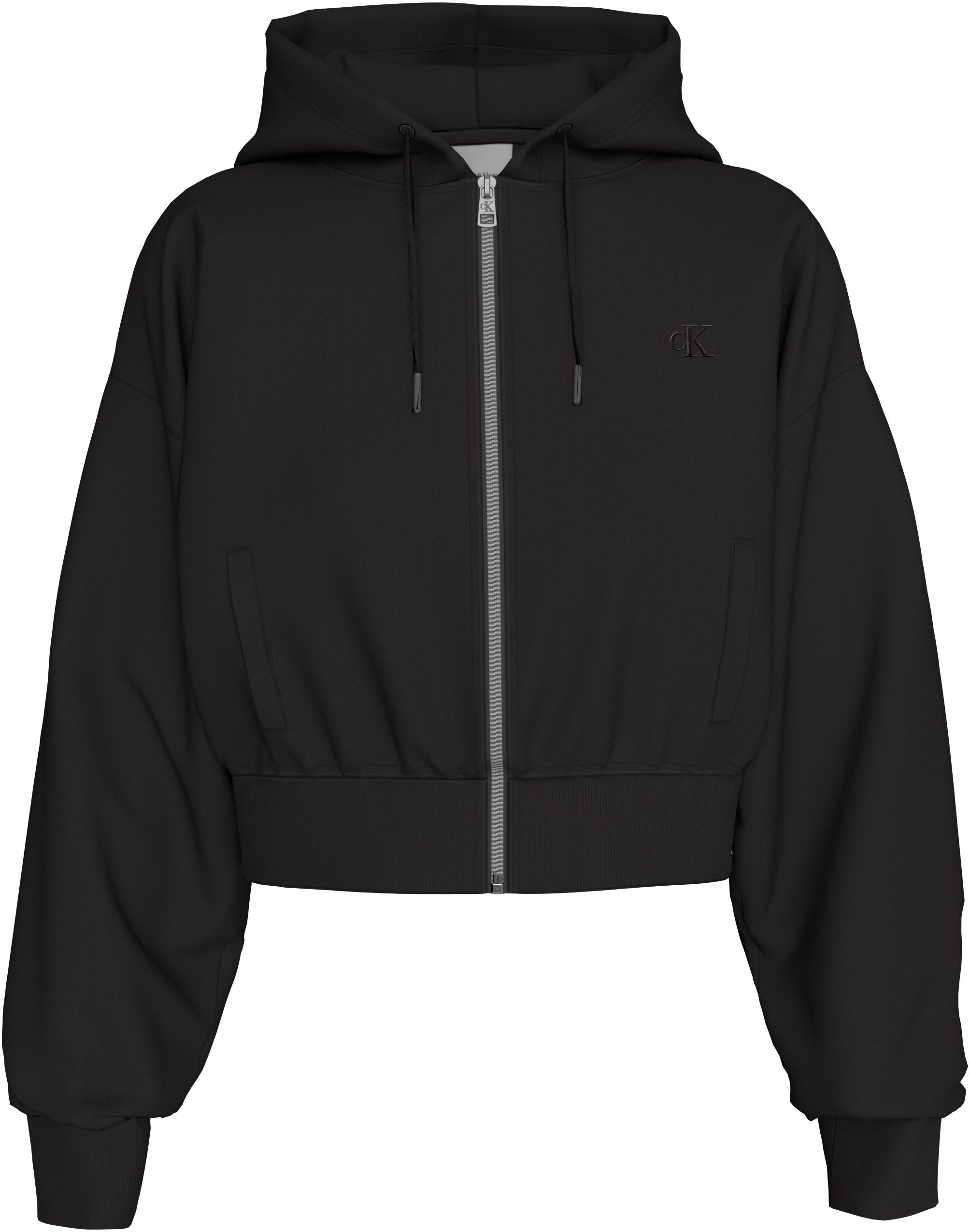 Calvin Klein Jeans Sweatjacke LS MONOGRAM TERRY CROP RELAXED F Regular fit mit Kapuze mit Kordelzug