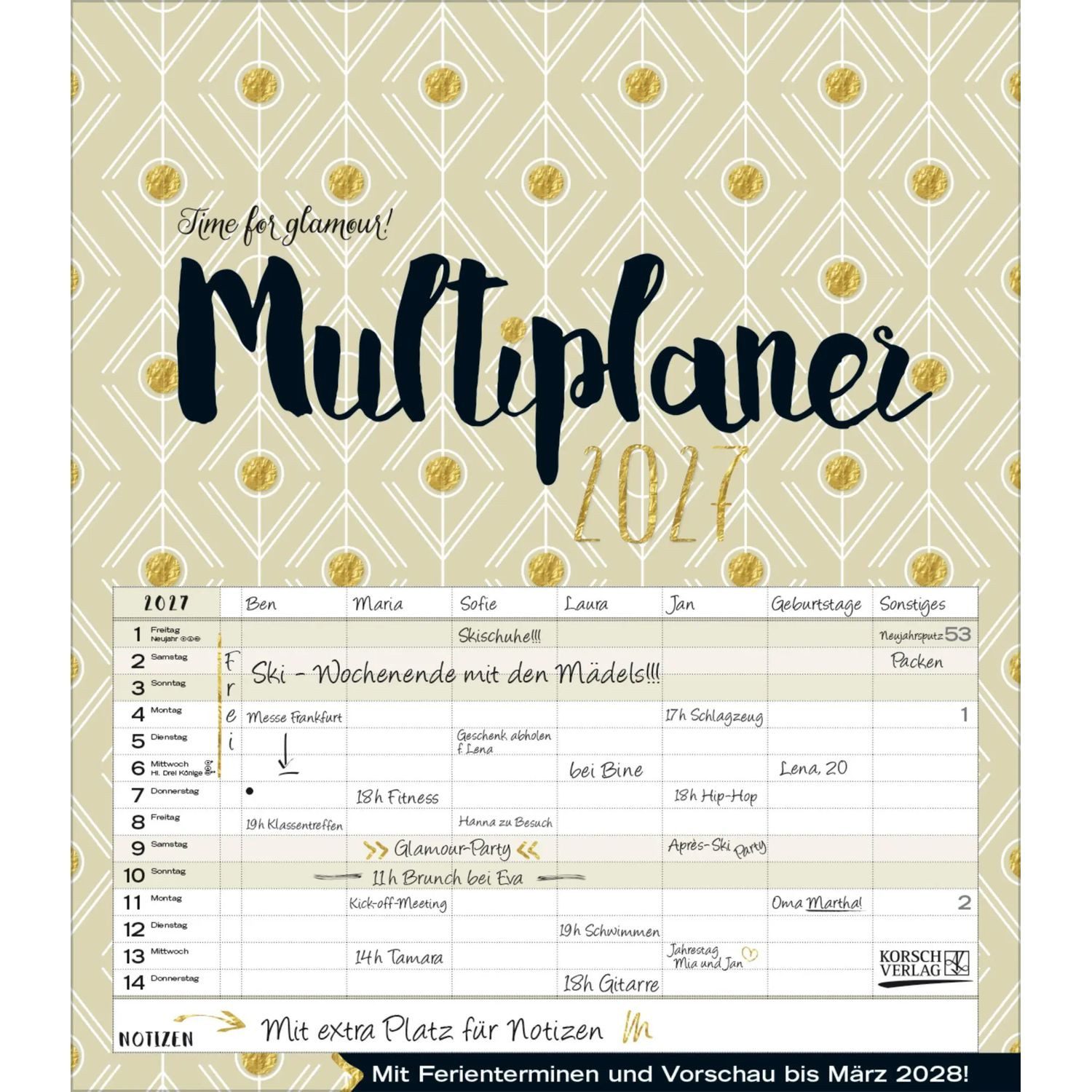 Korsch Verlag Wandkalender Multiplaner - Time for glamour 2027