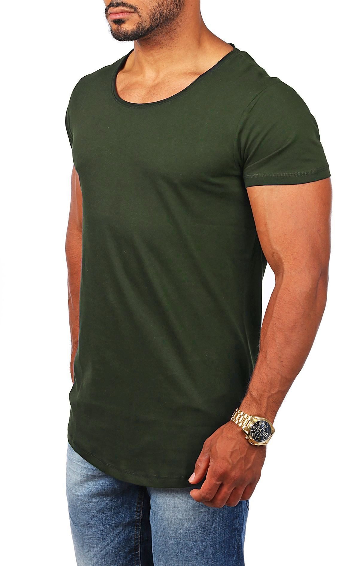 Young & Rich T-Shirt Herren Uni Basic rundhals Ausschnitt vintage Look Unte günstig online kaufen