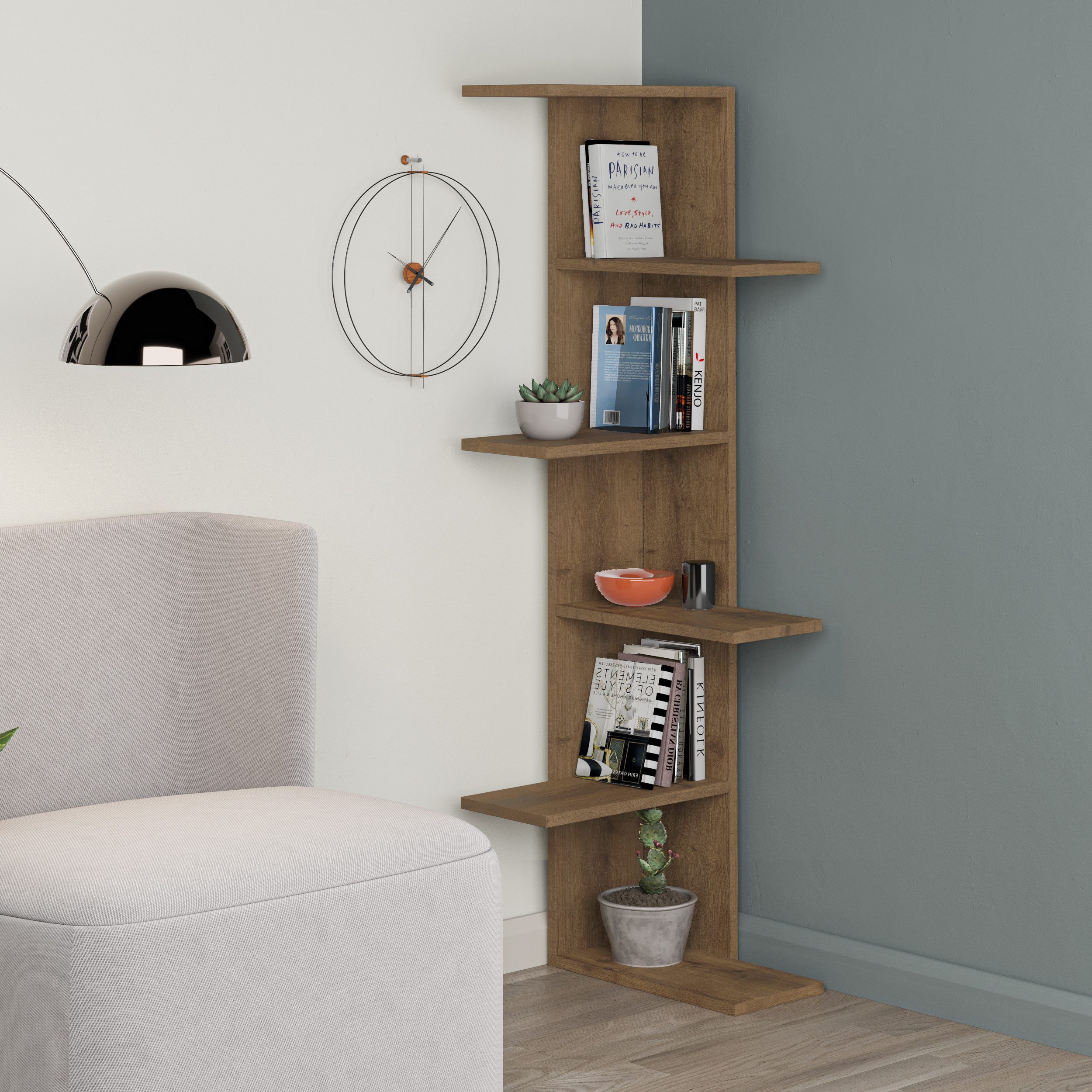 Decortie Bücherregal Saso, Modernes Eck-Bücherregal, 37 günstig online kaufen