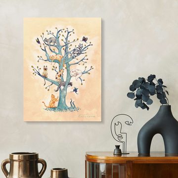 Posterlounge Forex-Bild Timone, Der Baum des Katzenlebens, Kinderzimmer Illustration