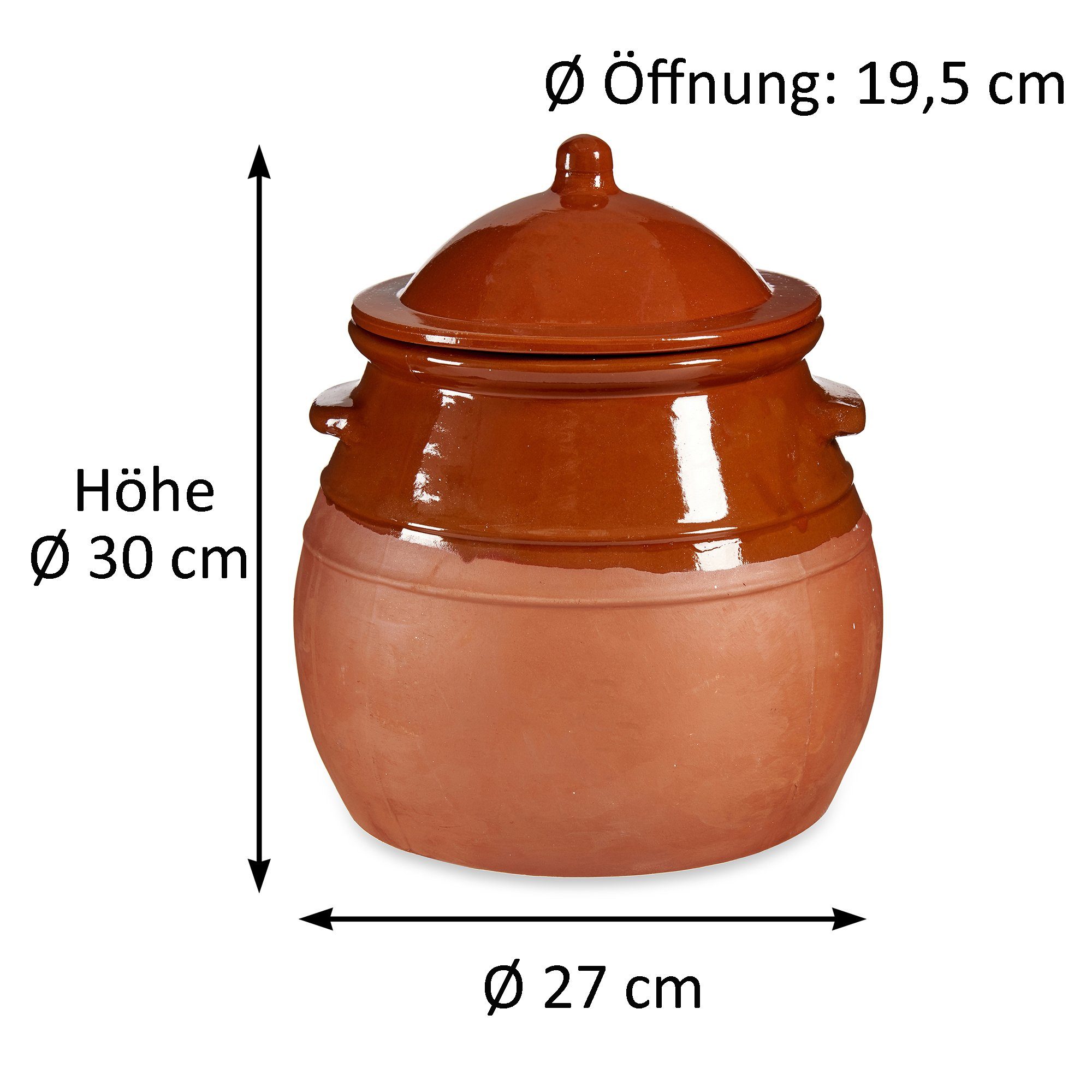 Annastore Dampfgartopf Tontopf mit Deckel- Stewpot Eintopf - Schmortopf - Tongeschirr, Topf aus Ton mit Deckel teilglasiert – Bild 4 von 5