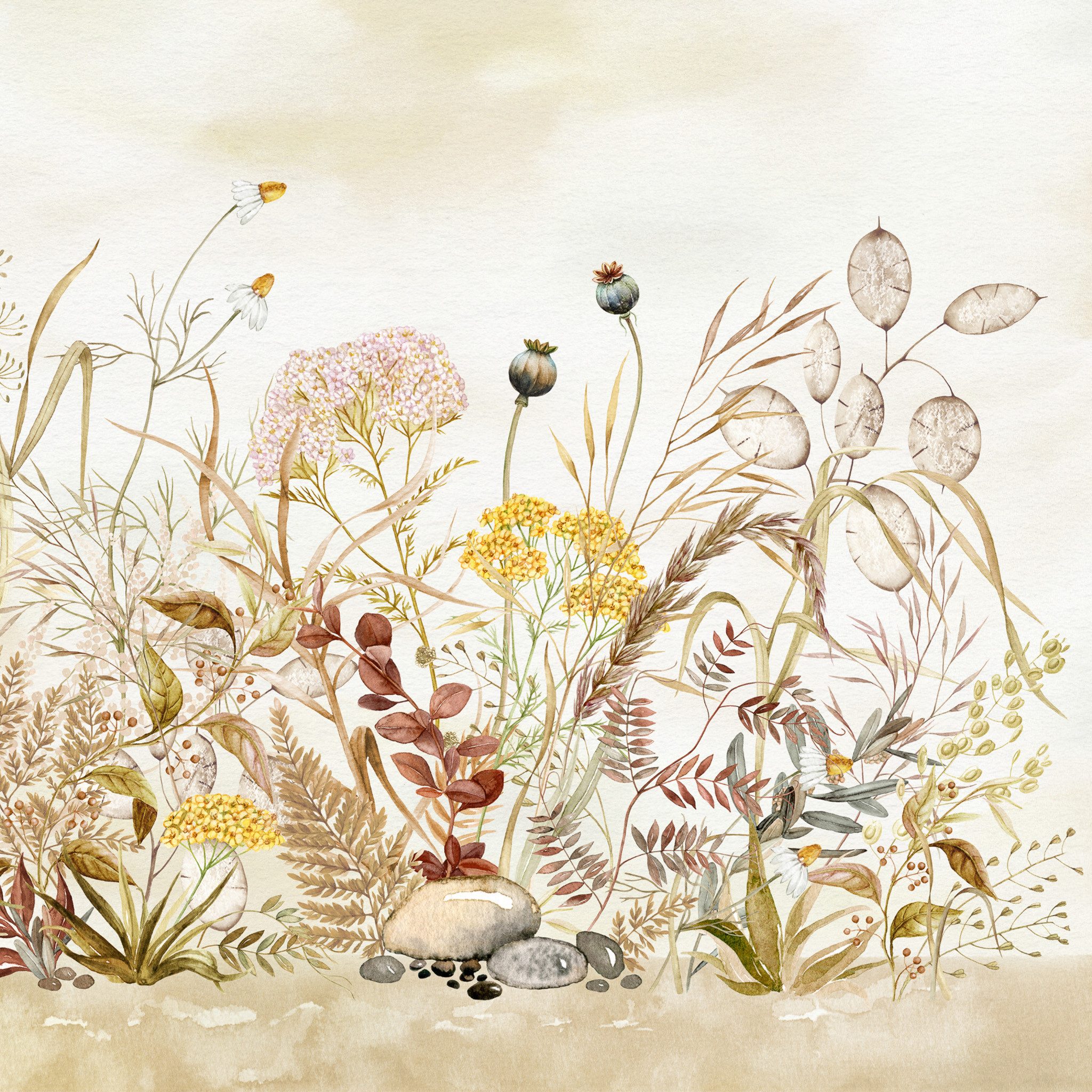 ti-flair Papierserviette, Servietten Papier 33x33cm 3-lag. mit Herbstblumen Motiv 20 Stück