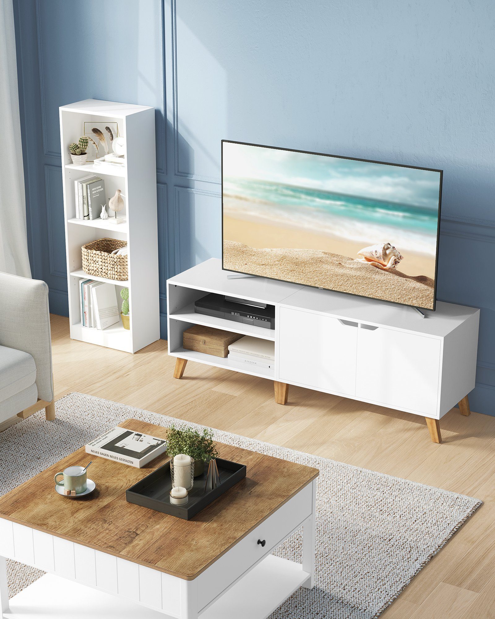 VASAGLE Lowboard TV-Schrank, Lange 140cm, für Fernseher bis zu 65 Zoll, bis 50 kg belastbar