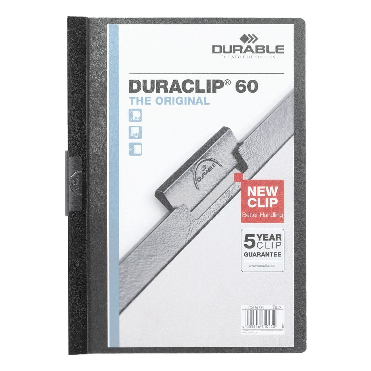 DURABLE Hefter Duraclip 60, mit Klemmfunktion, Format DIN A4, bis 60 Blatt