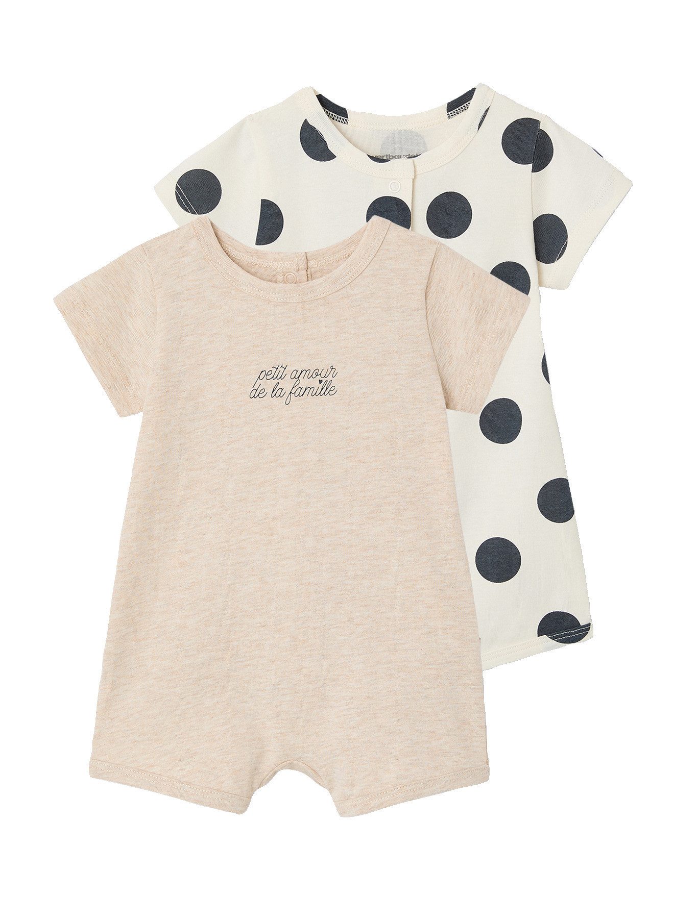 vertbaudet Schlafoverall Kurzoveralls Baby, Bio-Baumwolle