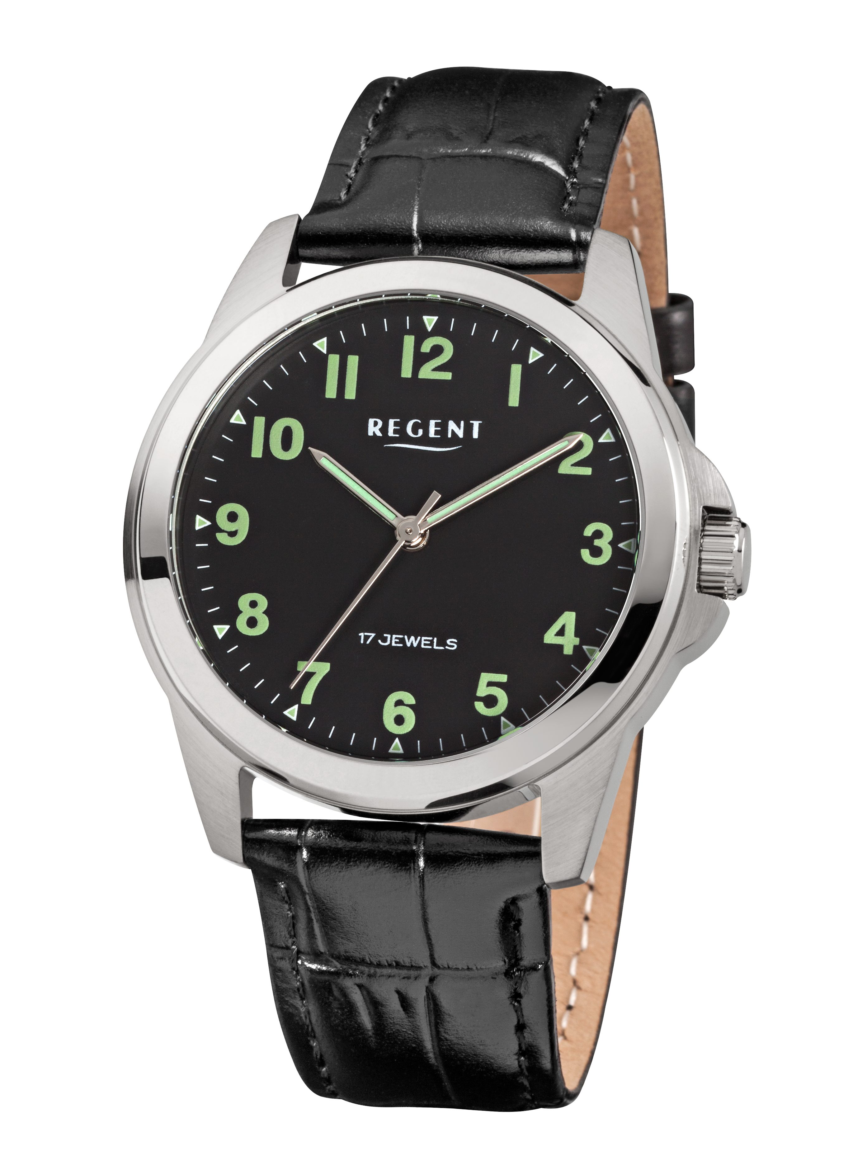 Regent Mechanische Uhr F1571, Armbanduhr, Damenuhr, Herrenuhr, Lederarmband, analog