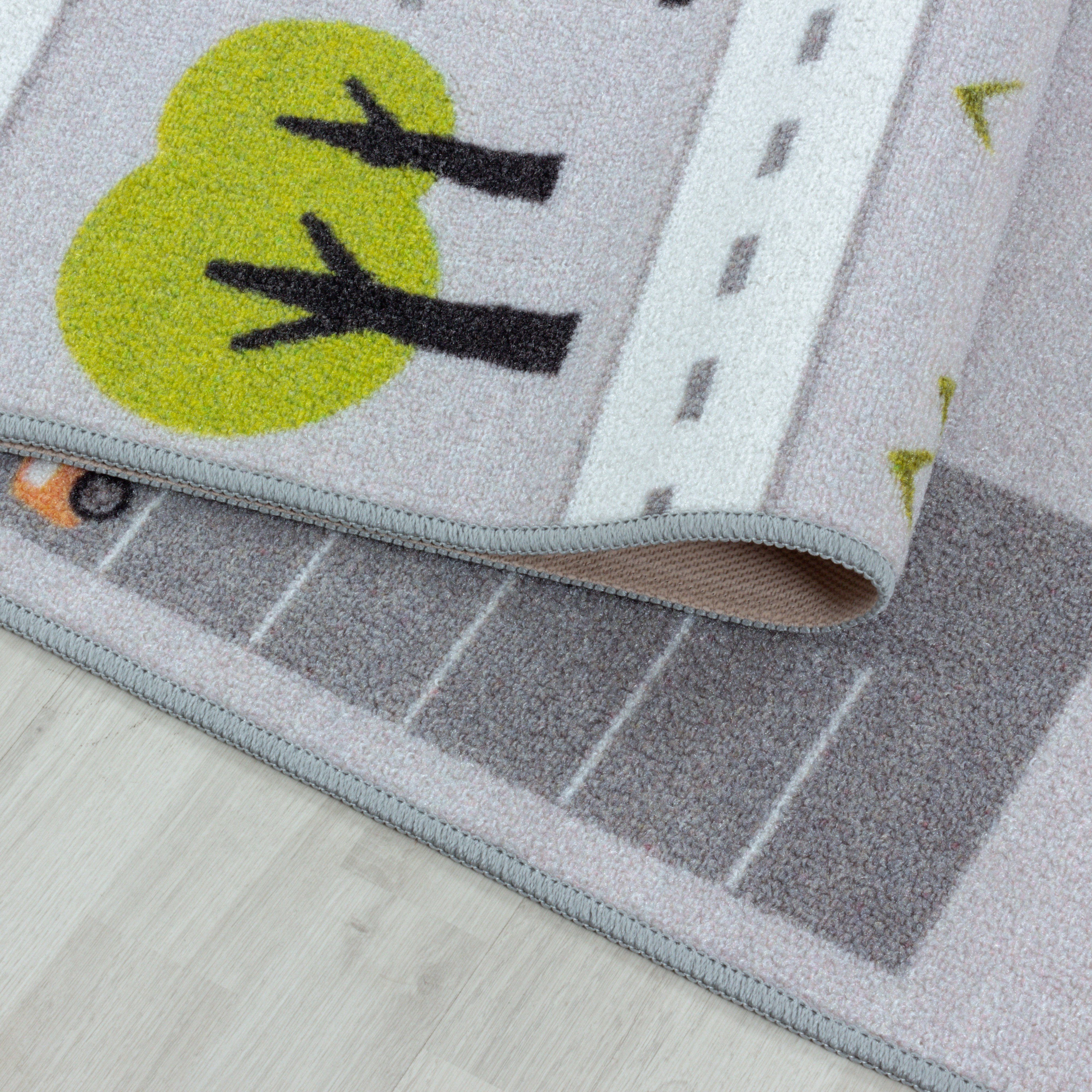 Grau Kinderteppich Straßenteppich Autoteppich, Kinderteppich Kinderzimmer Spielteppich Miovani