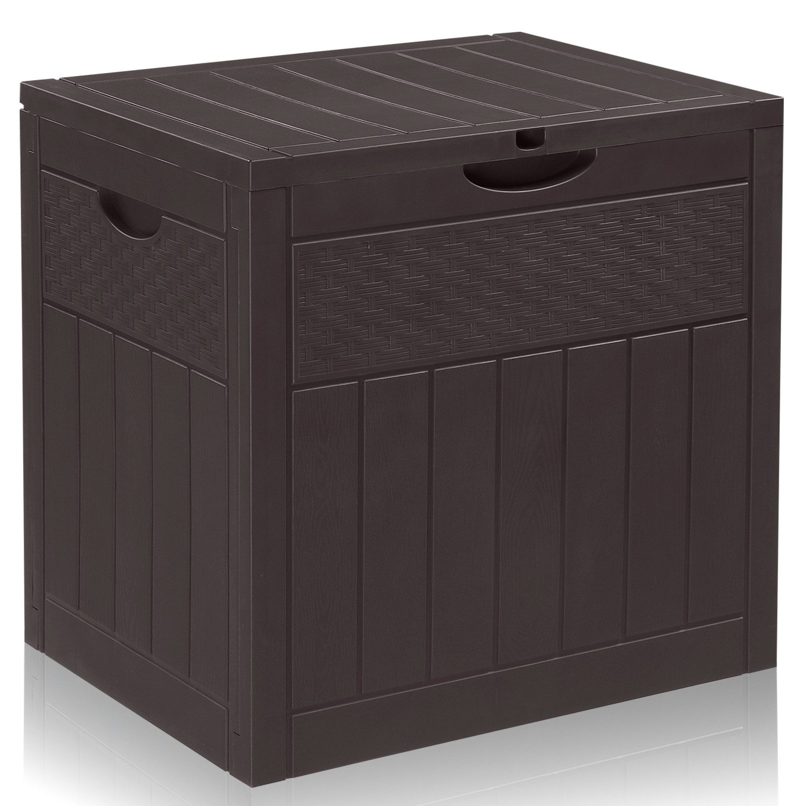 LALAHO Gartenbox Wasserdicht, 126L Kunststoff-Aufbewahrungsbox, für Garten, Terrasse, Balkon, 56x43x53 cm