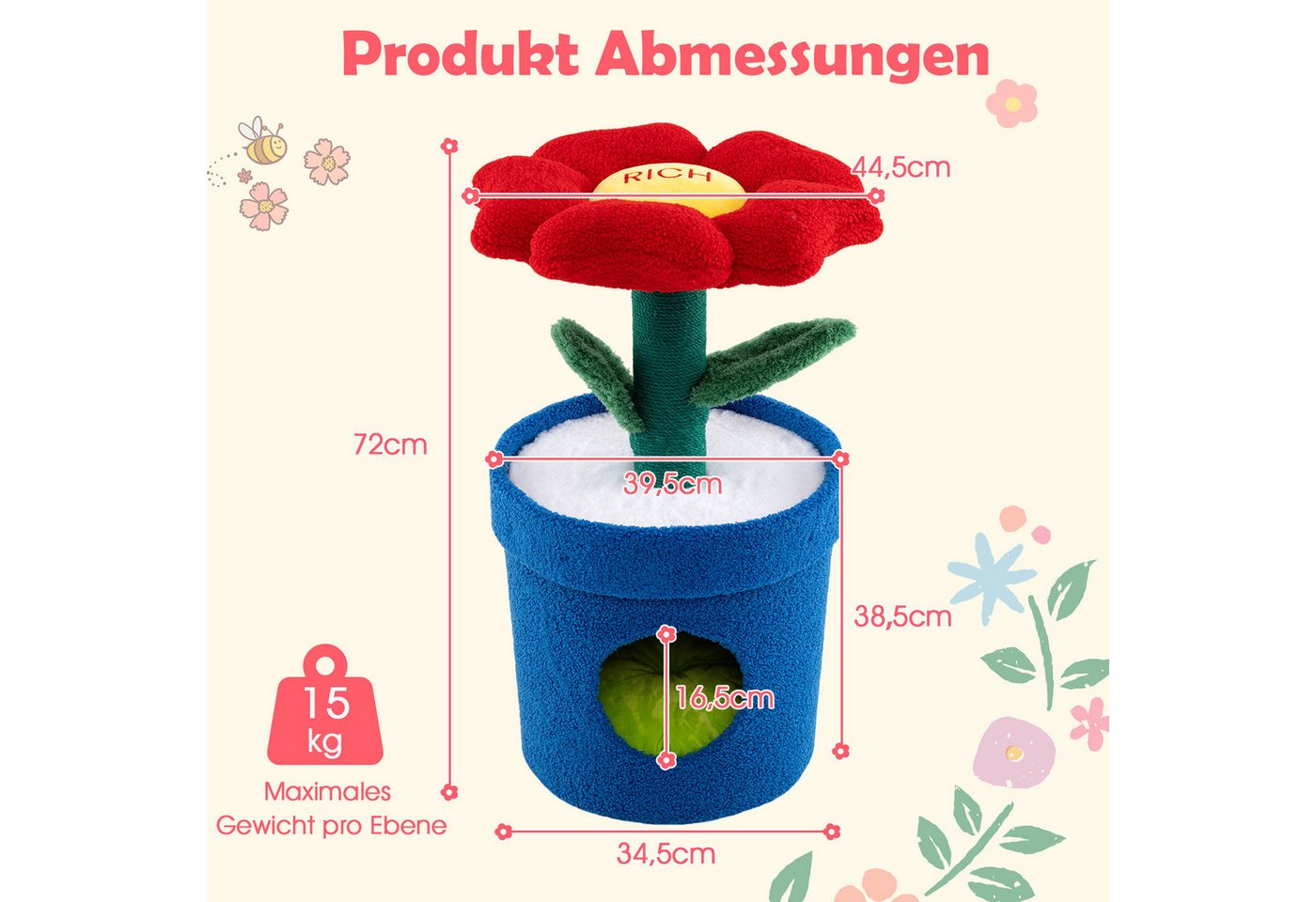 Thumbnail - COSTWAY Kratzbaum, Katzenkratzbaum, mit Katzenhöhle, 72cm hoch