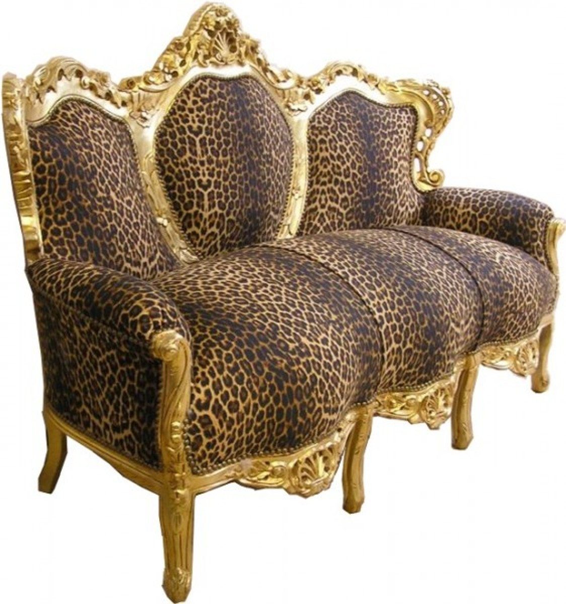 Casa Padrino Loungesofa Barock Lounge Sofa King Leopard / Gold