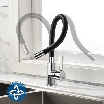 AuraLum pro Spültischarmatur Hochdruck Küchenarmatur Wasserhahn mit 360° Flexibel Mischbatterie
