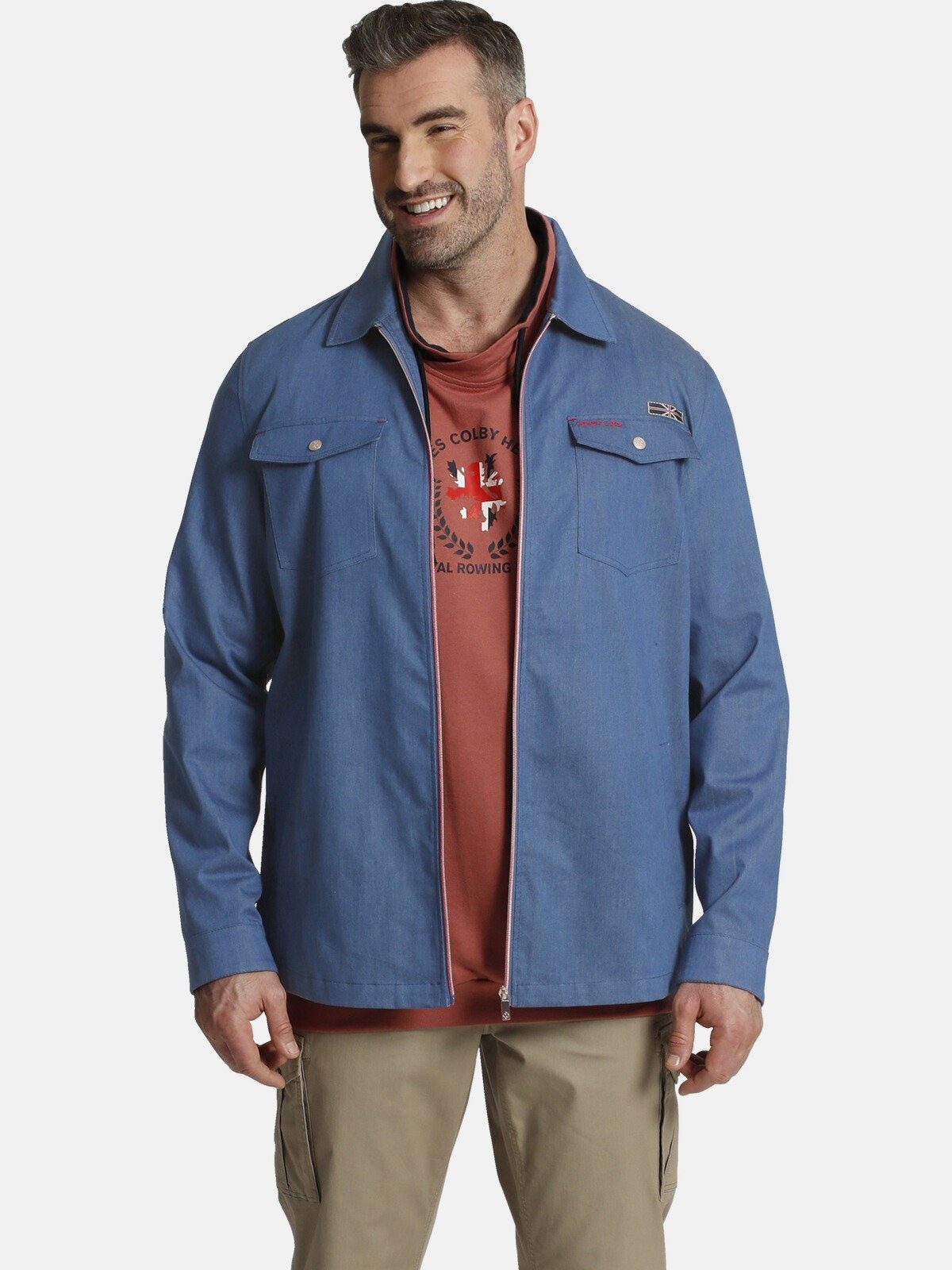 Charles Colby Outdoorhemd SIR REEVES Übergangsjacke in Jeans-Optik