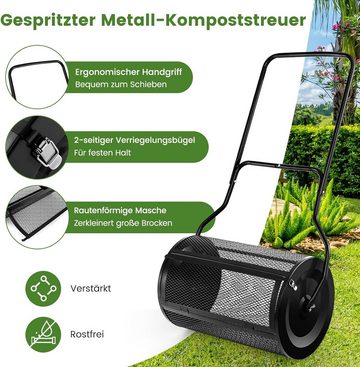 KOMFOTTEU Streuwagen Kompoststreuer, 68,00 cm Arbeitsbreite, 80,00 l Füllmenge, mit Seitenverschlüssen & U-Griff