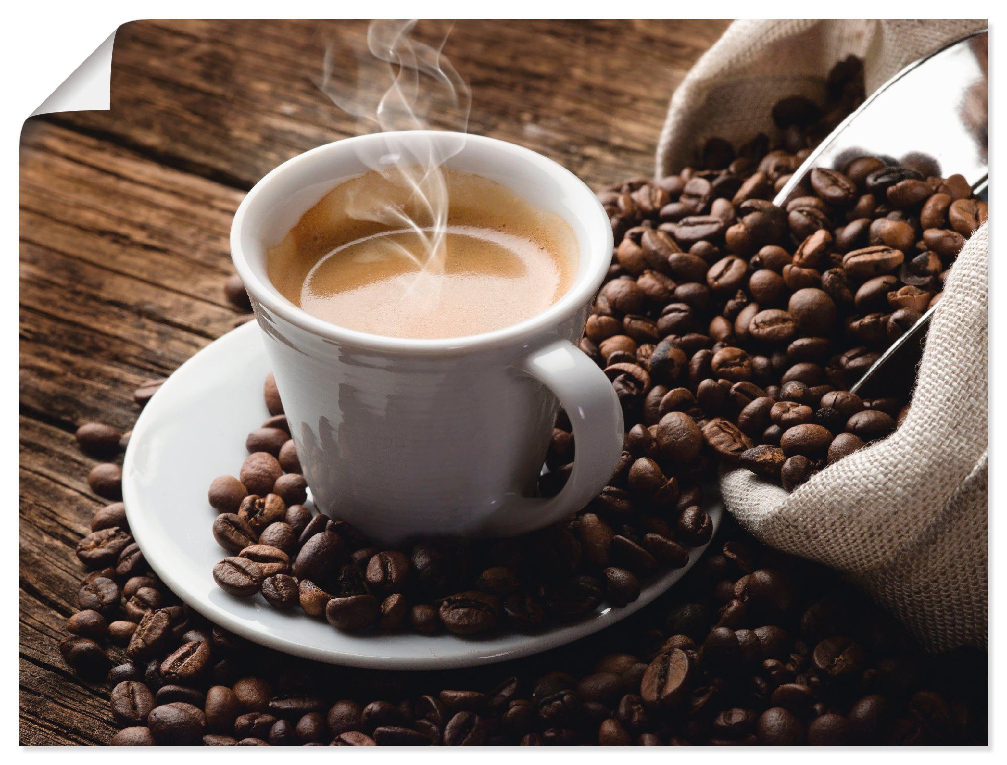 Artland Wandbild dampfender oder Leinwandbild, - Kaffee Getränke Kaffee, St), Wandaufkleber in Größen Alubild, als versch. Heißer Poster (1