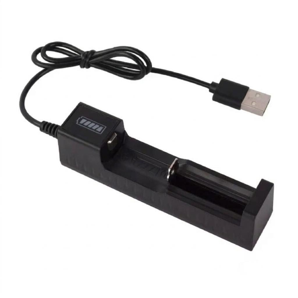 GarveeMore USB-Ladegerät 3,7V Li-Ion – für 18650/21700/26650 Rundzellen-Lader (1-tlg., Einzellader mit 1000mA, Schutz & LED – kompakt für unterwegs)