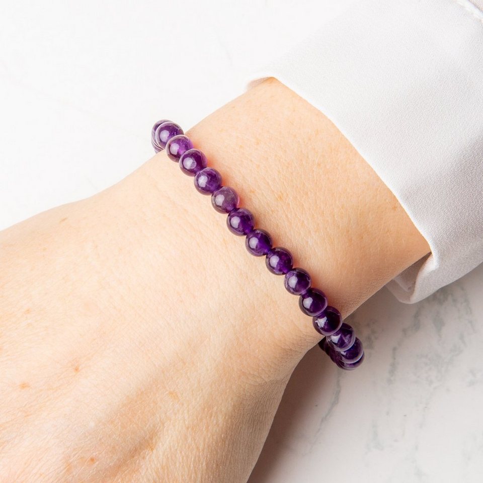 Vascavi Armband Amethyst Edelstein, Made in Germany, Naturstein,  Chakrastein, 6 mm oder 8 mm