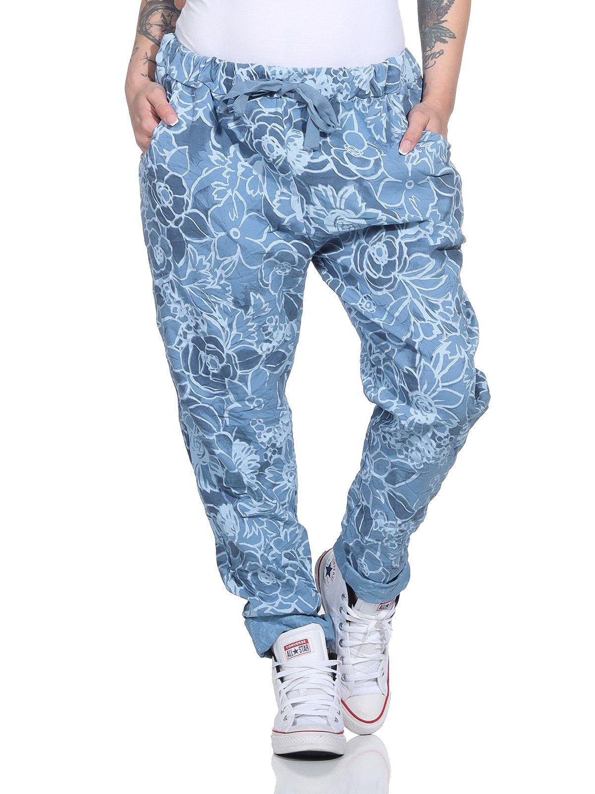 Mississhop Chinohose Trendige Jogger-Hose mit Print günstig online kaufen