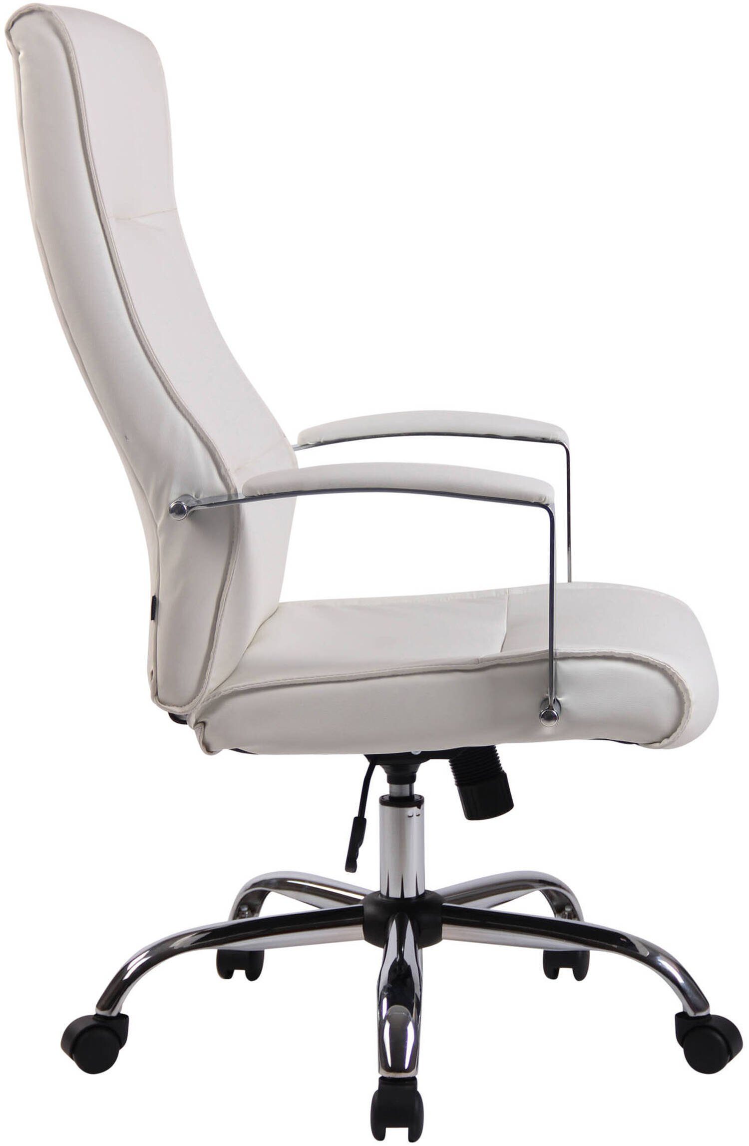 Sitz: Drehstuhl, Gestell: - weiß höhenverstellbar TPFLiving chrom Portofino 360° Bürostuhl und Metall - Bürostuhl (Schreibtischstuhl, Chefsessel, Kunstleder Rückenlehne XXL), bequemer drehbar mit