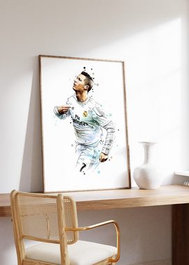 JUSTGOODMOOD Poster Premium ® Christiano Ronaldo Fußball Poster ·Wasserfarben· ohne Rahmen