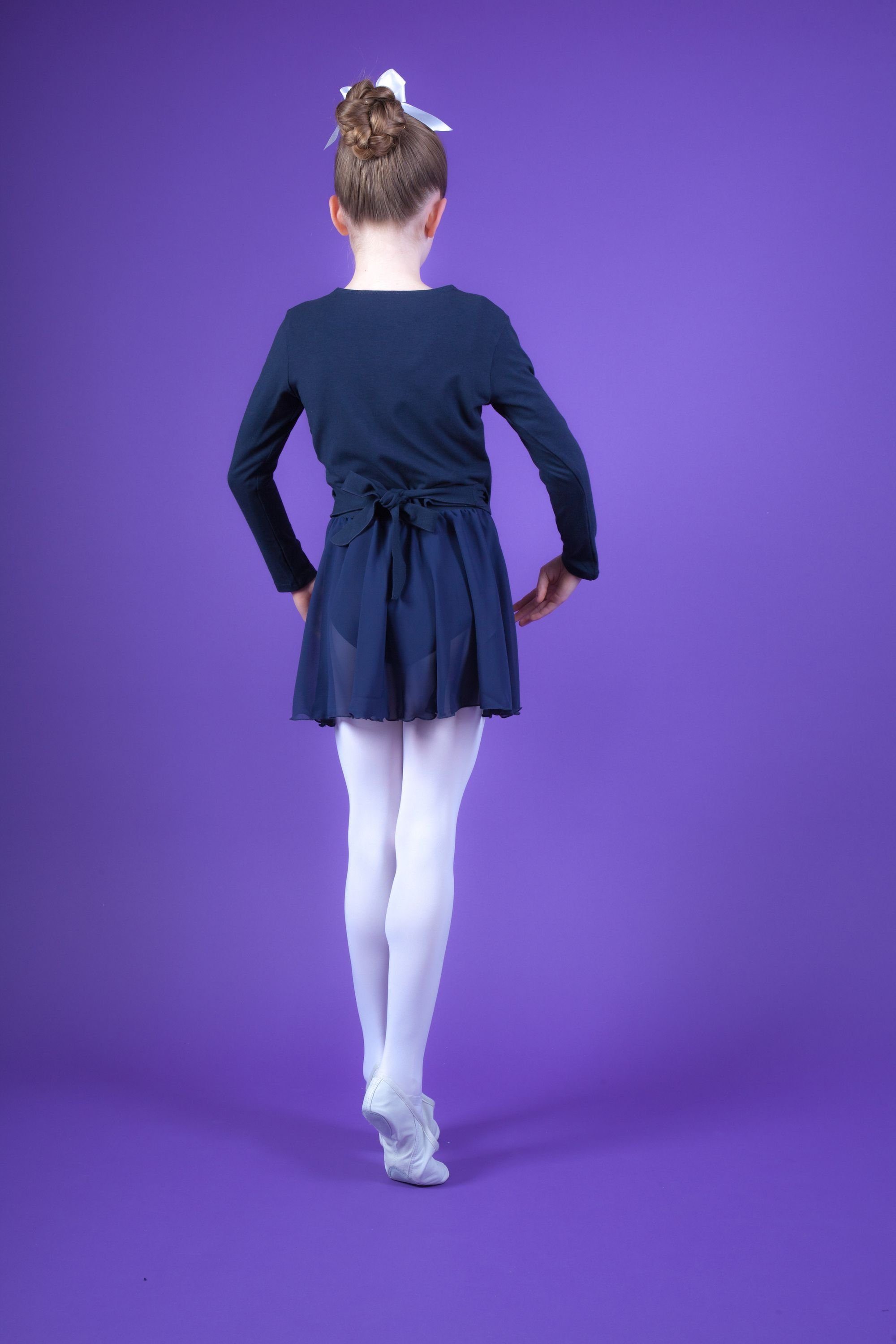für tanzmuster weicher Wickelacke Mädchen Ballettjacke Sweatjacke marineblau aus Mandy Ballett Baumwolle
