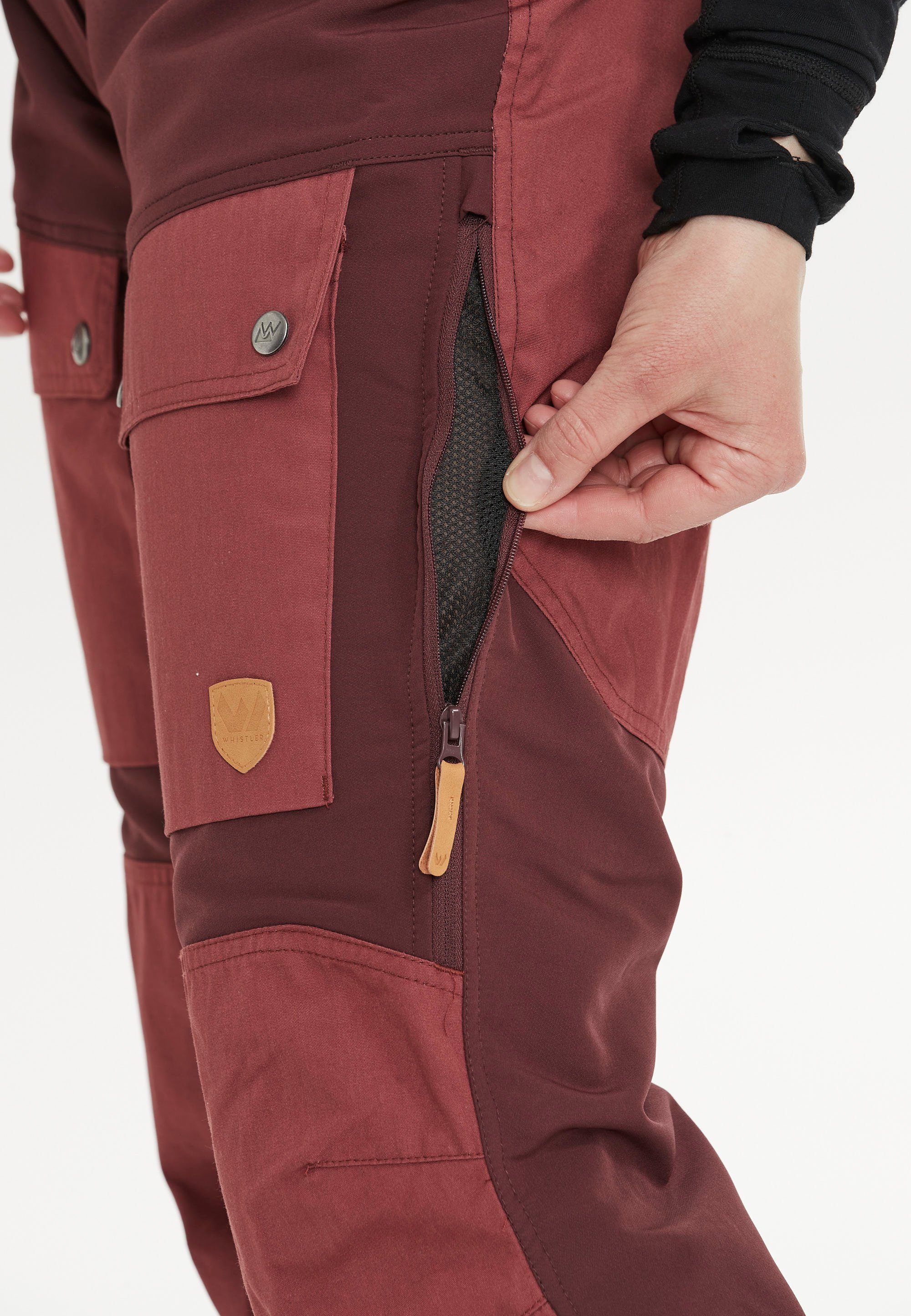 atmungsaktivem dunkelrot Anissy Softshellhose mit Material WHISTLER