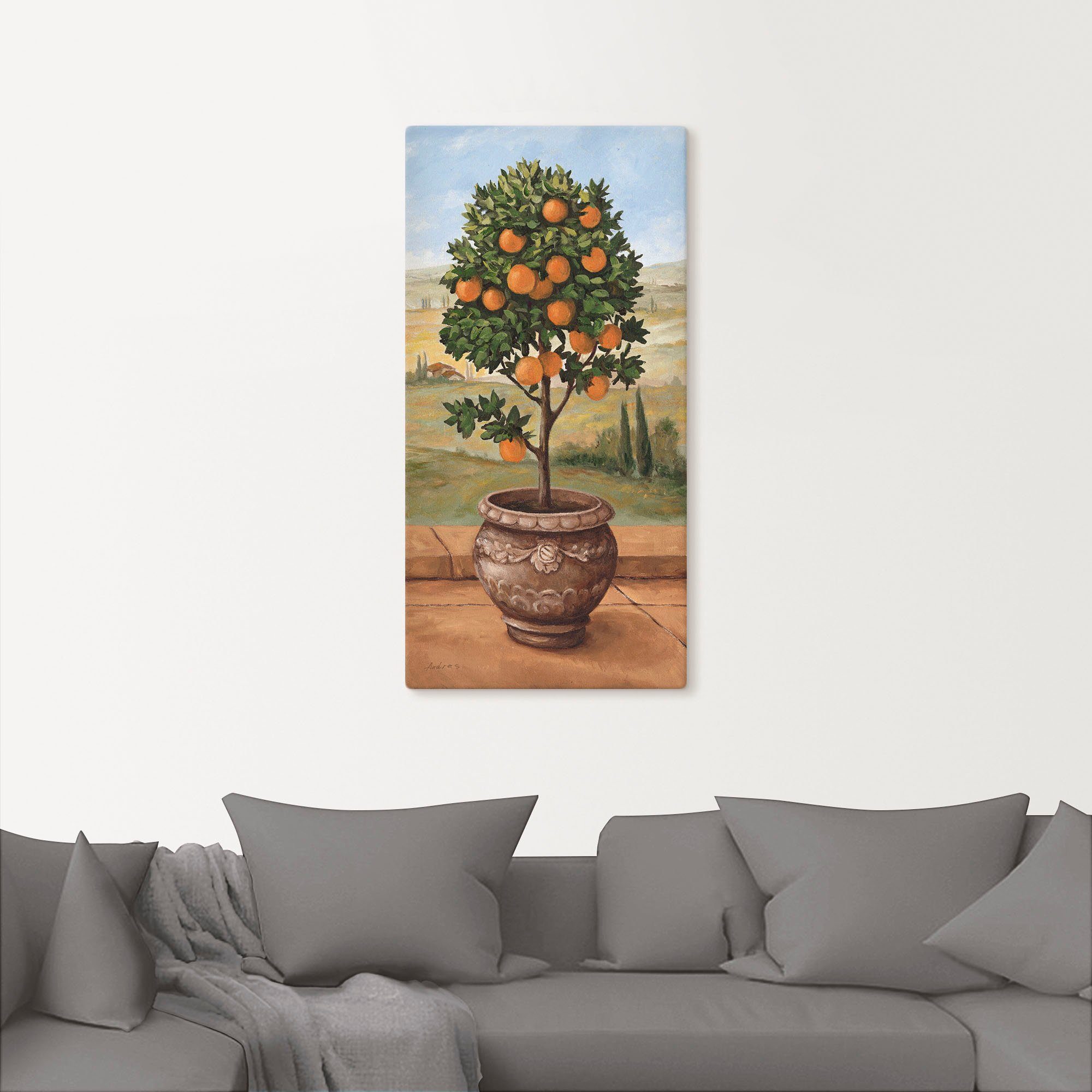 Artland Leinwandbild Orangenbaum, Bäume (1 St), auf Holzrahmen gespannt