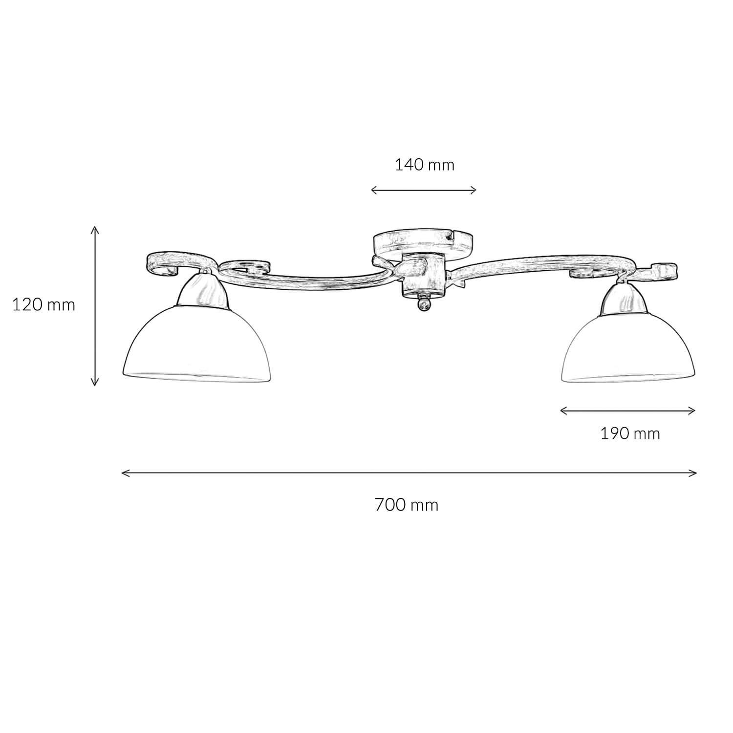 Licht-Erlebnisse Deckenleuchte AURORA, ohne Leuchtmittel, Deckenlampe Shabby Chic Metall Glas Landhaus Design