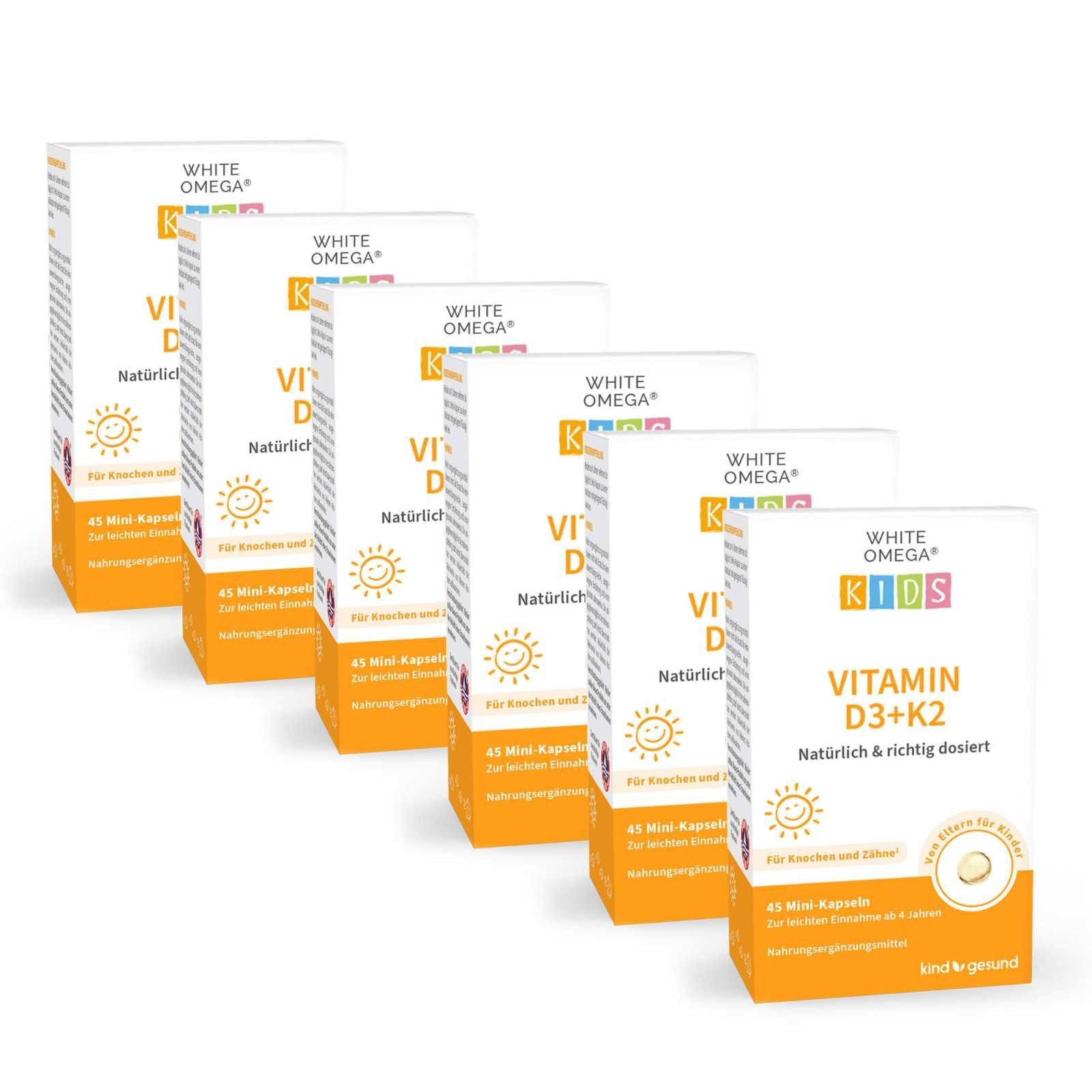 kindgesund Vitamin D3+K2 für Kinder mit Omega-3 - WHITE OMEGA® Kids Kapseln