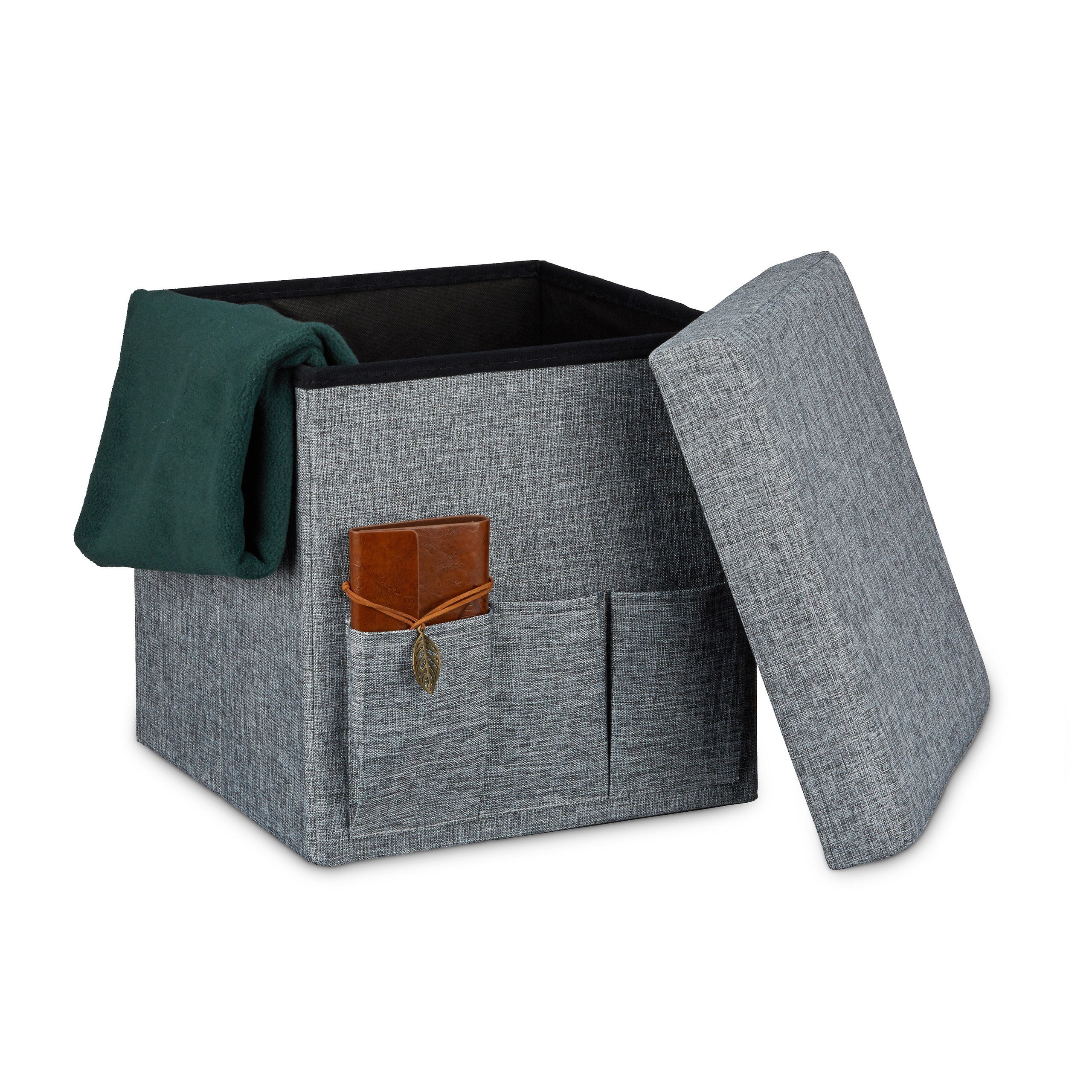 relaxdays Sitzhocker Faltbarer Sitzhocker mit Taschen günstig online kaufen