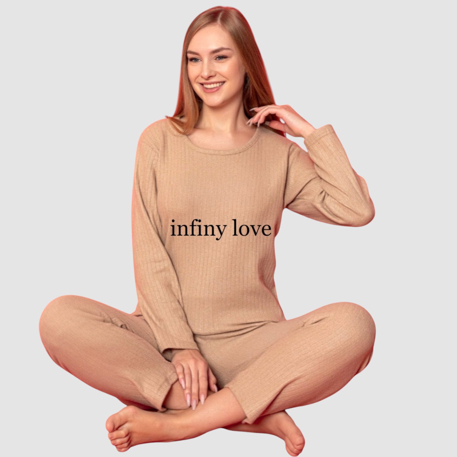 fashionshowcase Schlafanzug Pyjama Damen Hausanzug Set mit Schriftzug 100% günstig online kaufen