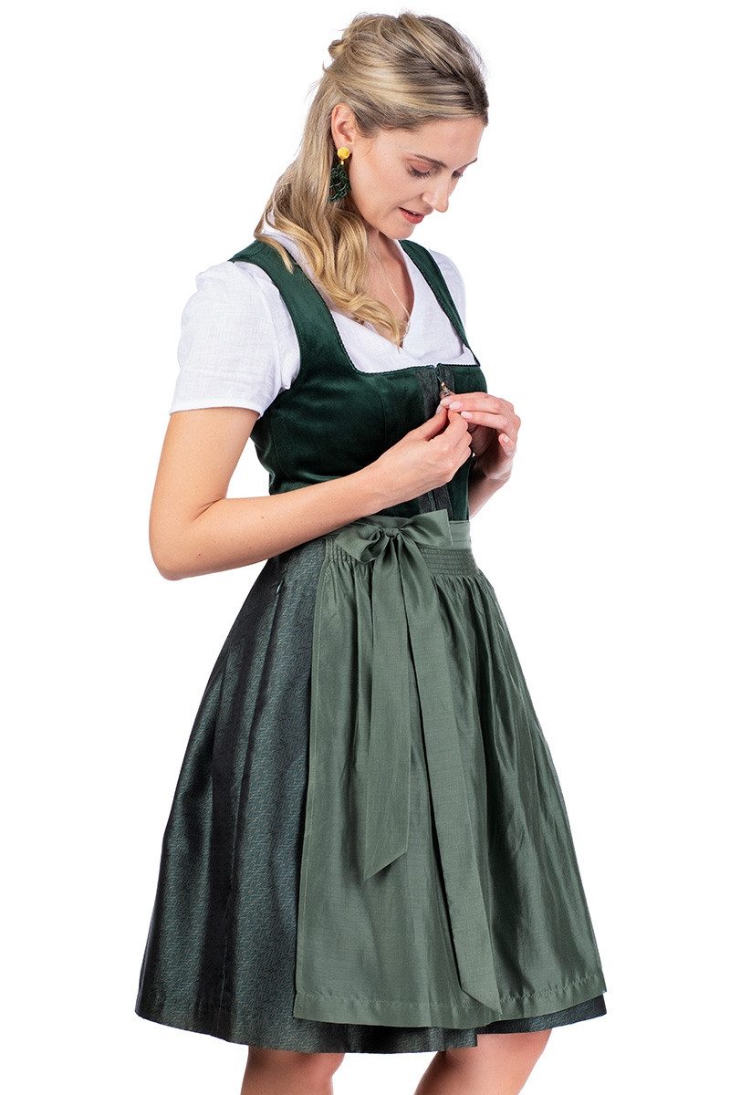Dirndl Samt Dirndl 2tlg. - EDONA - dunkelgrün/farn