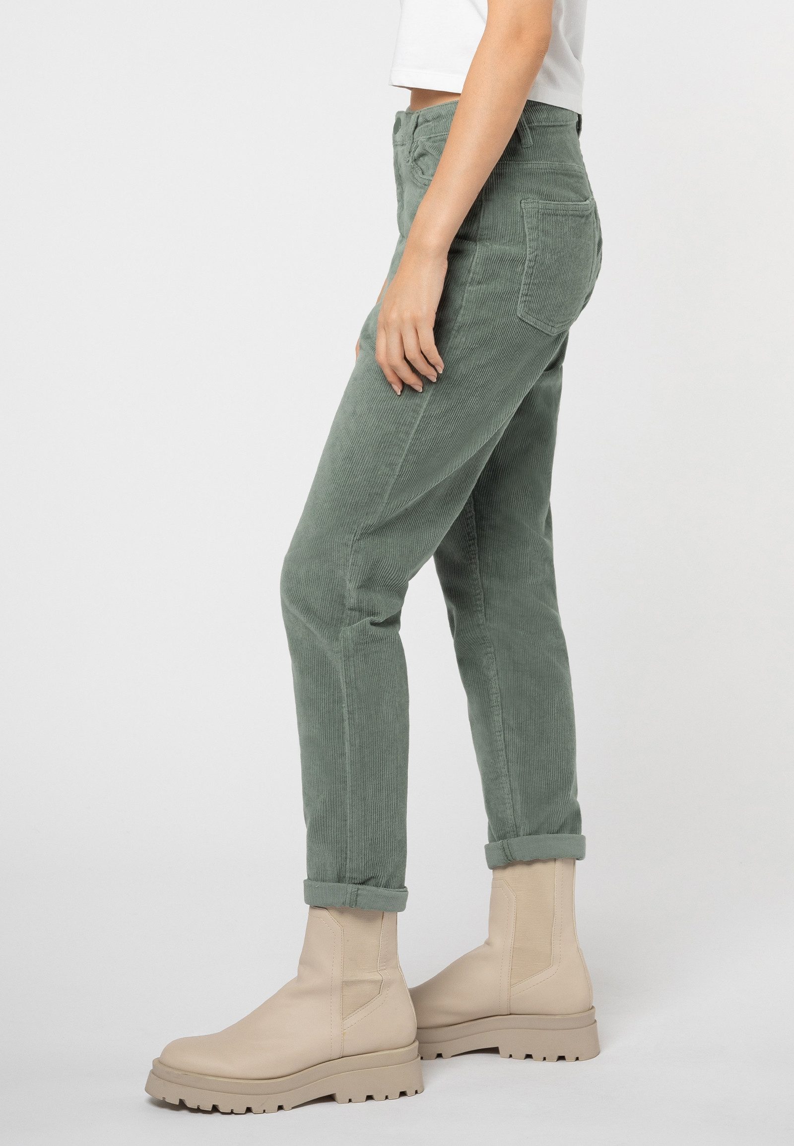 Eight2Nine Stoffhose Damen Kordhose MOM Fit mit Aufschlag 5 Pocket, Gürtelschlaufen