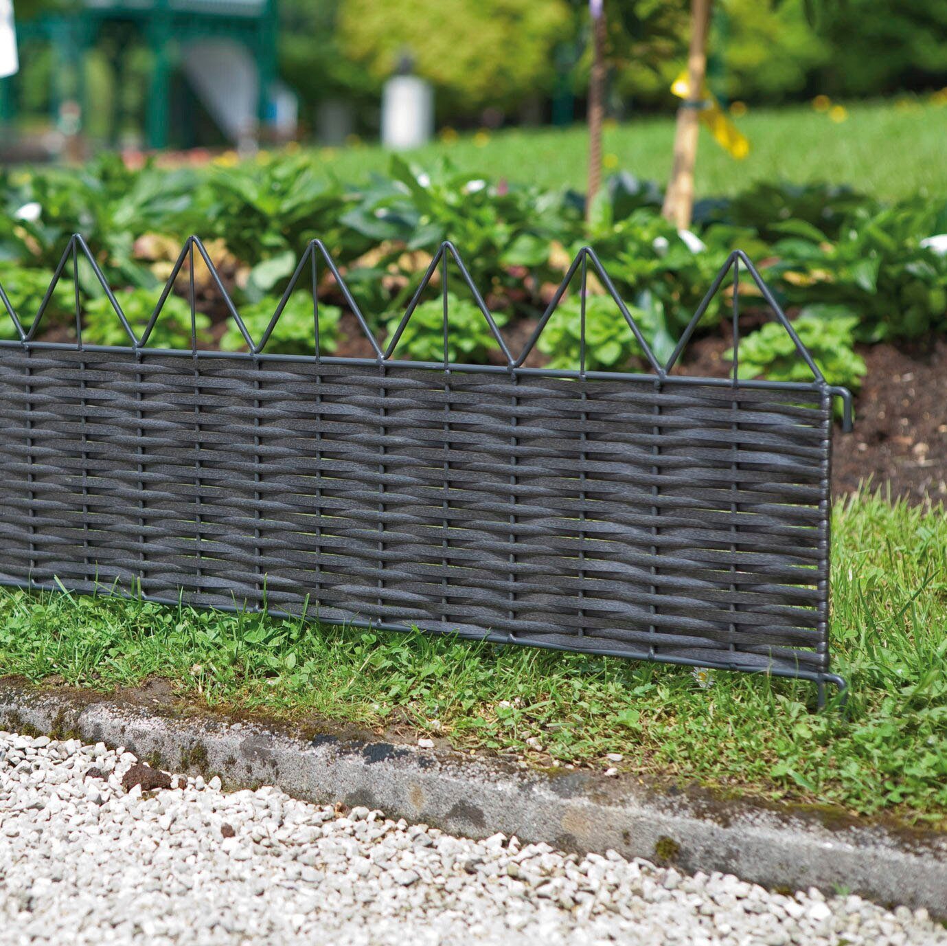 Windhager Beetumrandung aus geflochtenem PVC Rattan für Blumen- und Gemüsebeete, LxH: 100x35 cm, Beetbegrenzung UV- und witterungsbeständig, 100 x 35 cm