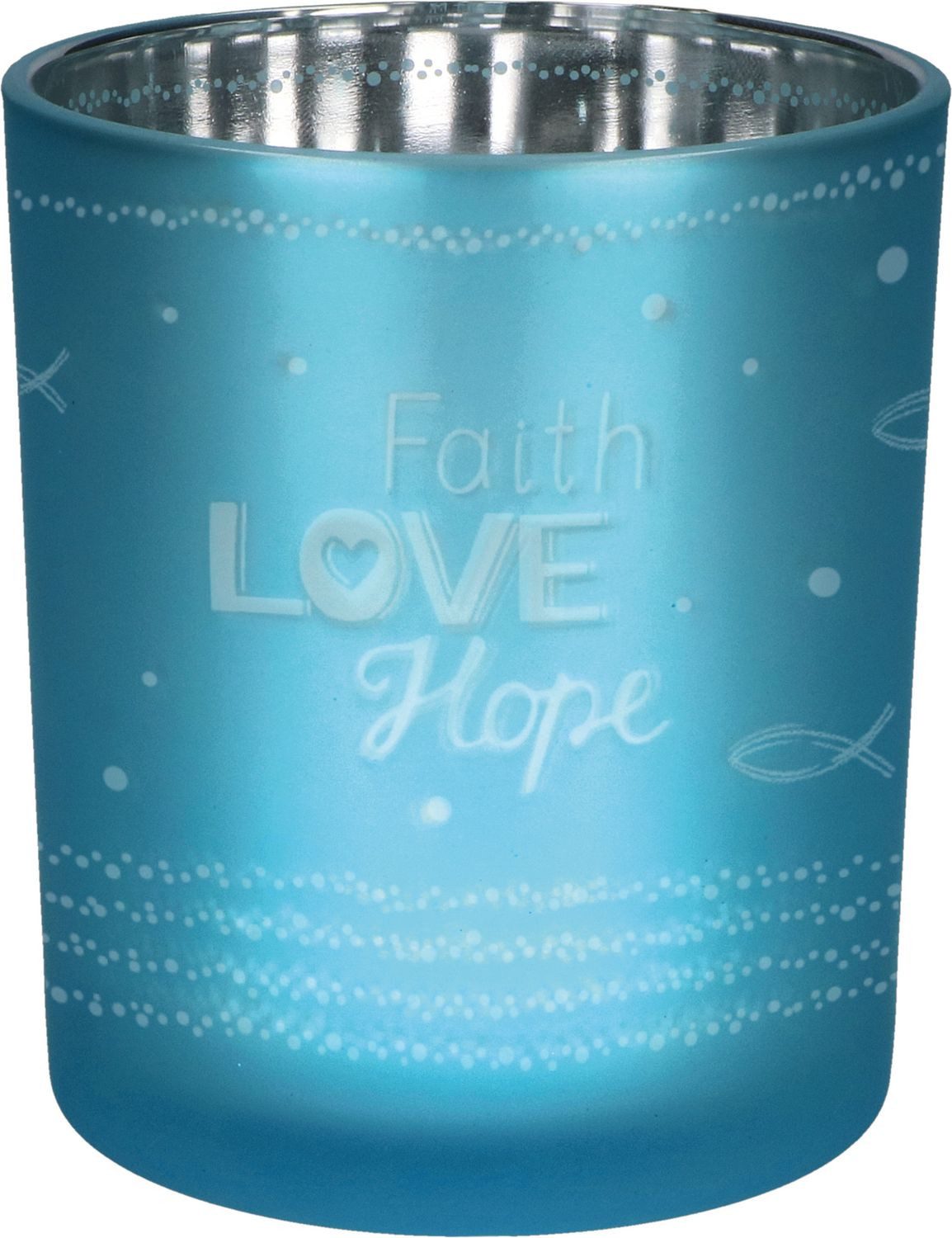 Grußkarte Faith – Love – Hope Glaswindlicht