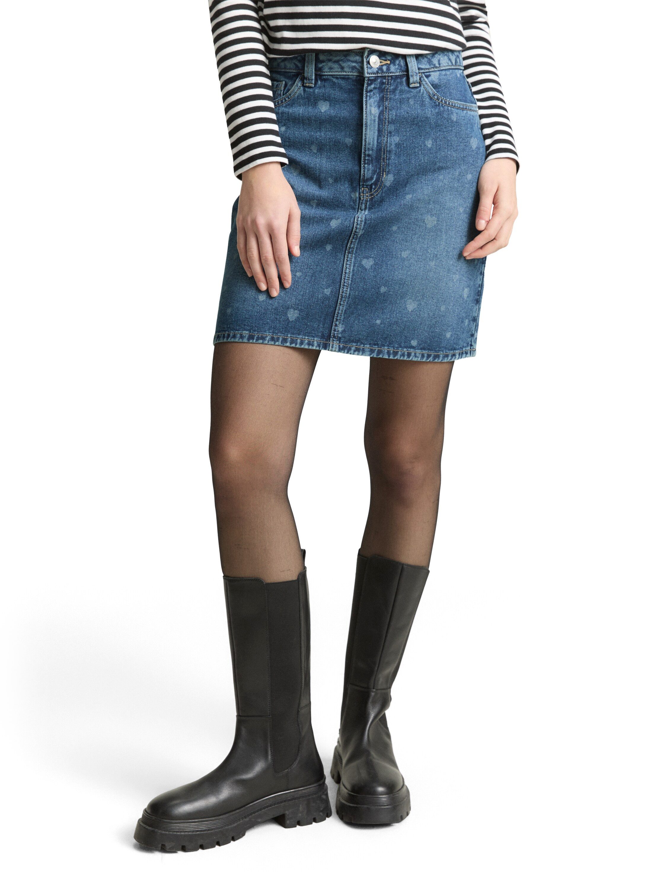 TOM TAILOR Denim Jeansrock mit All-Over Print günstig online kaufen