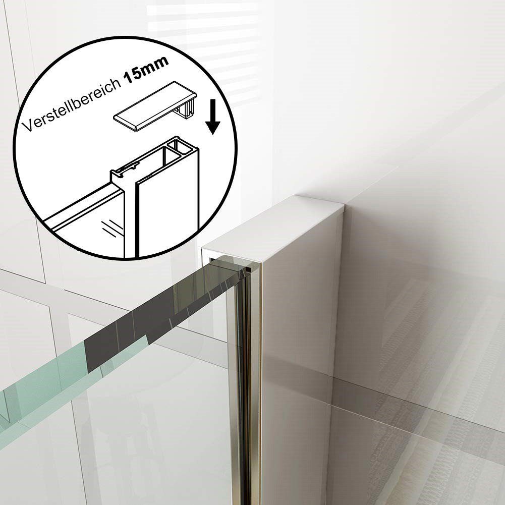 SONNI Walk-in-Dusche Walk-In Dusche,Vollsatiniert/ Teilsatiniert Glas,80-140cm,Höhe: 200cm, 8mm NANO ESG GLAS – Bild 5 von 5