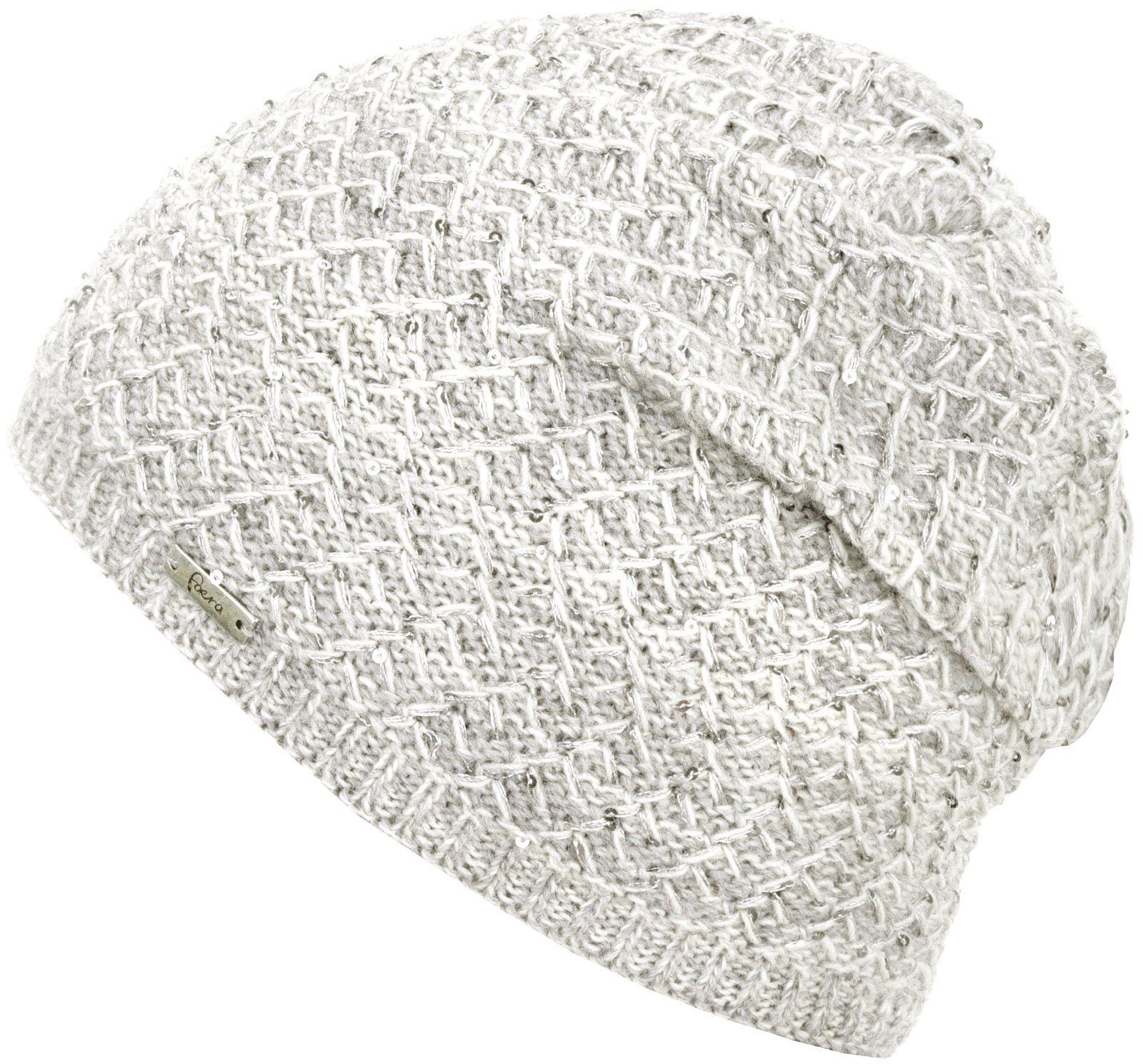 Wintermütze Faera Damen gefüttert Damenmütze Mütze Haube Beanie Strickmütze weiß Strickmütze