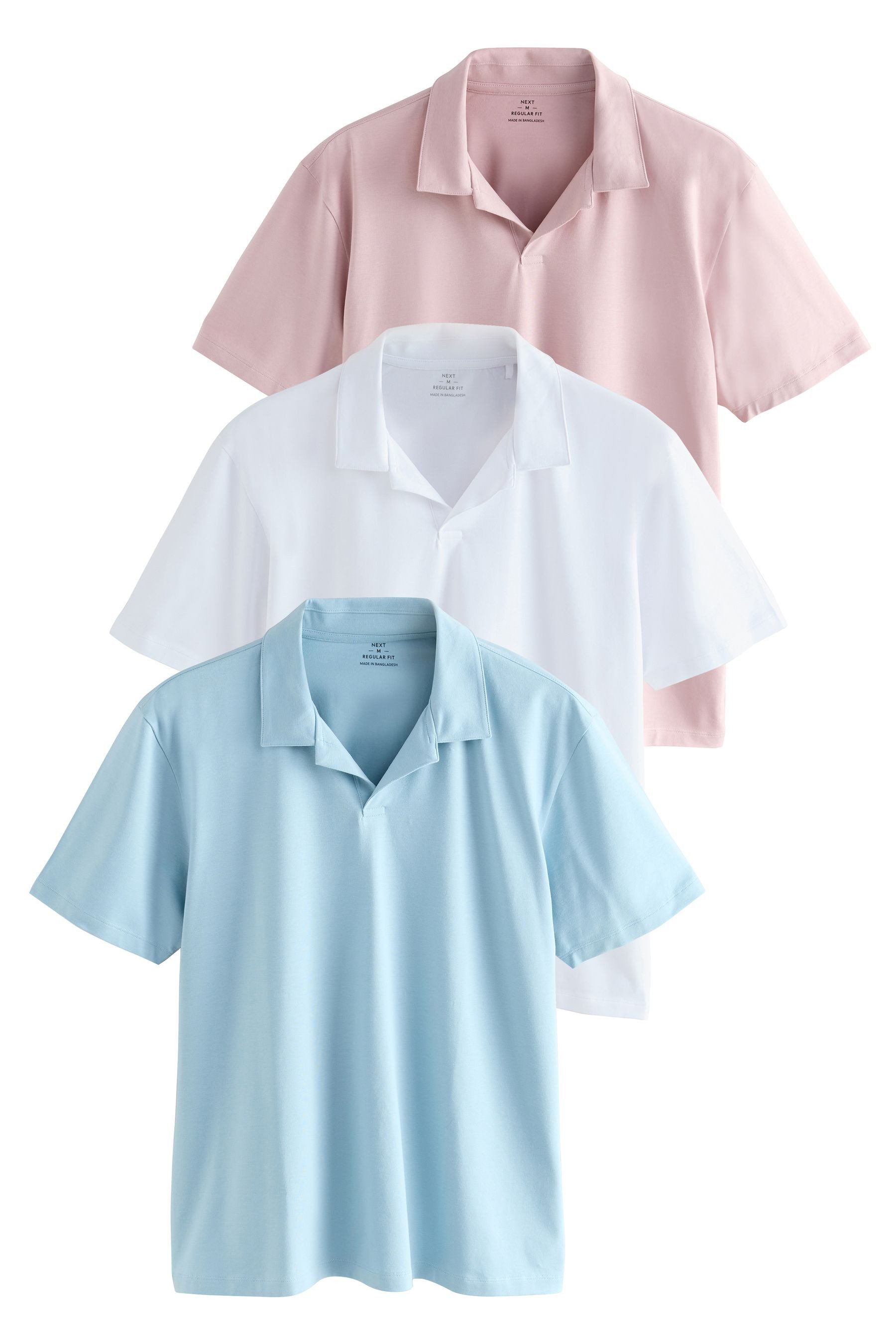 Next Poloshirt Kurzarm-Poloshirts mit Kuba-Kragen, 3er-Pack (3-tlg)